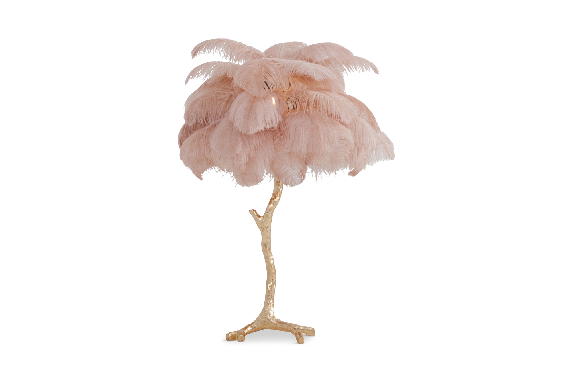 Gold Palm Tree Lamp With Pink Feathers - 2018