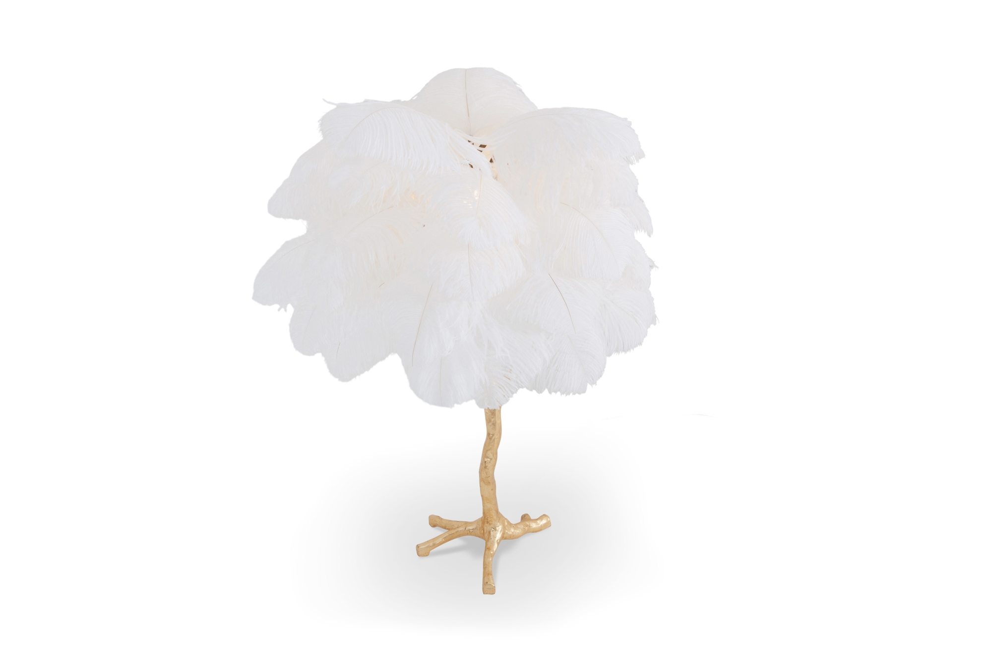 Gold Palm Tree Lamp With White Feathers - 2018