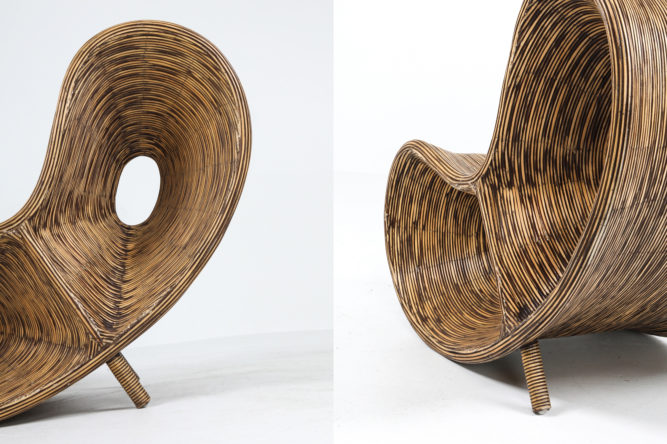 Bamboo Rattan Lounge Chairs, Italy - 1980's