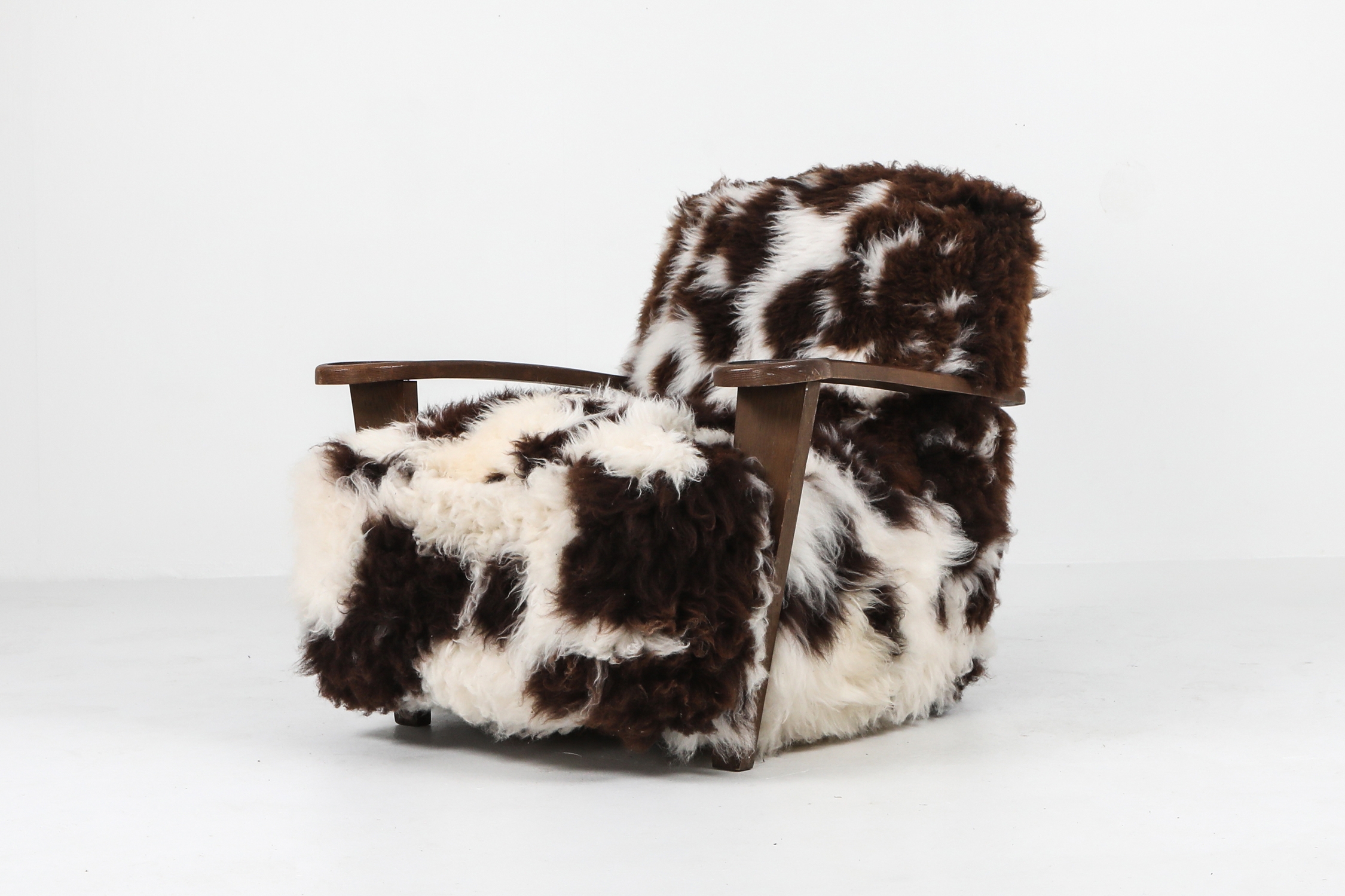 De Coene lounge chair in sheep wool - 1950's