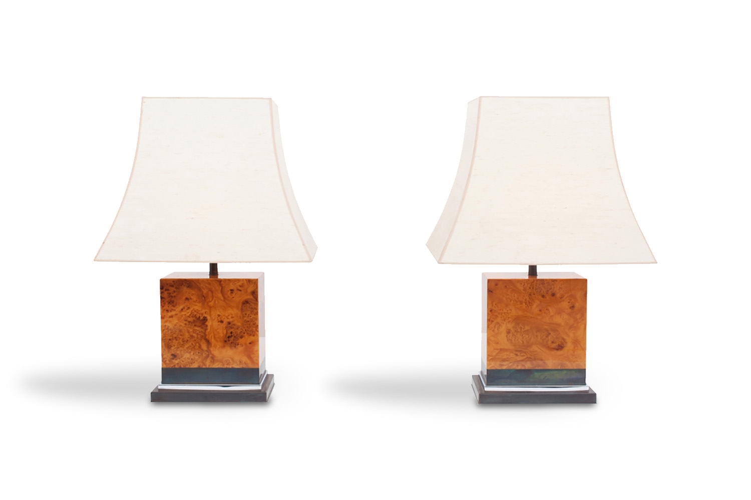 Pair Of Burl Lamps, Jean Claude Mahey - 1970s