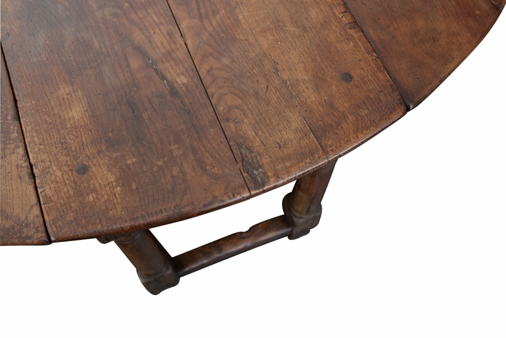 Antique Brown Wooden Drop Leaf Table - 19th Century