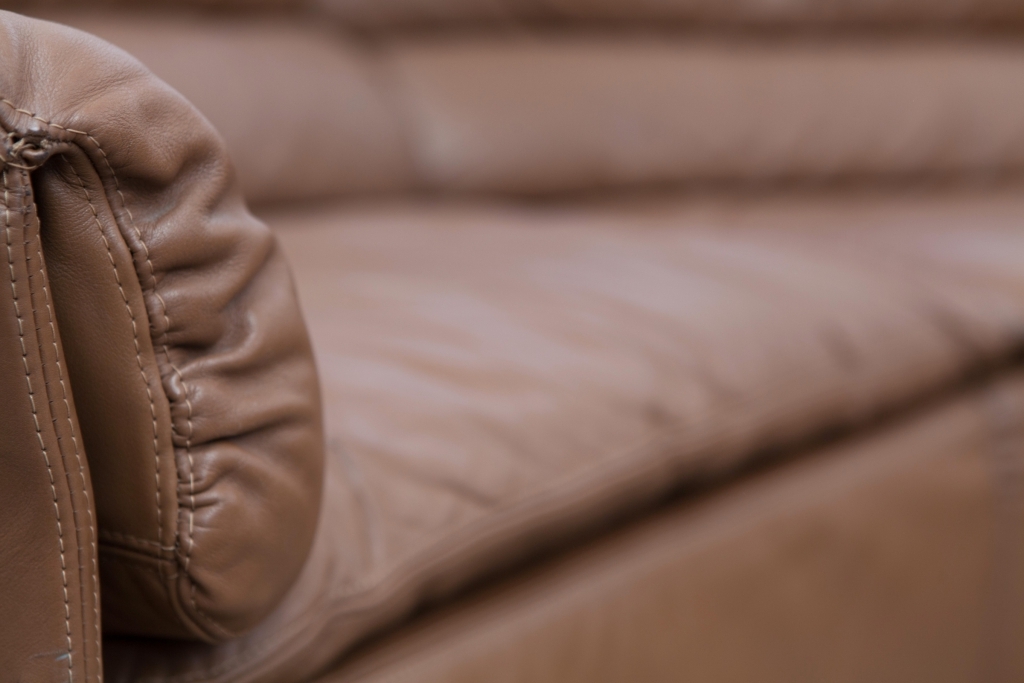 Large Italian Brown Leather Sofa, Saporiti - 1960s