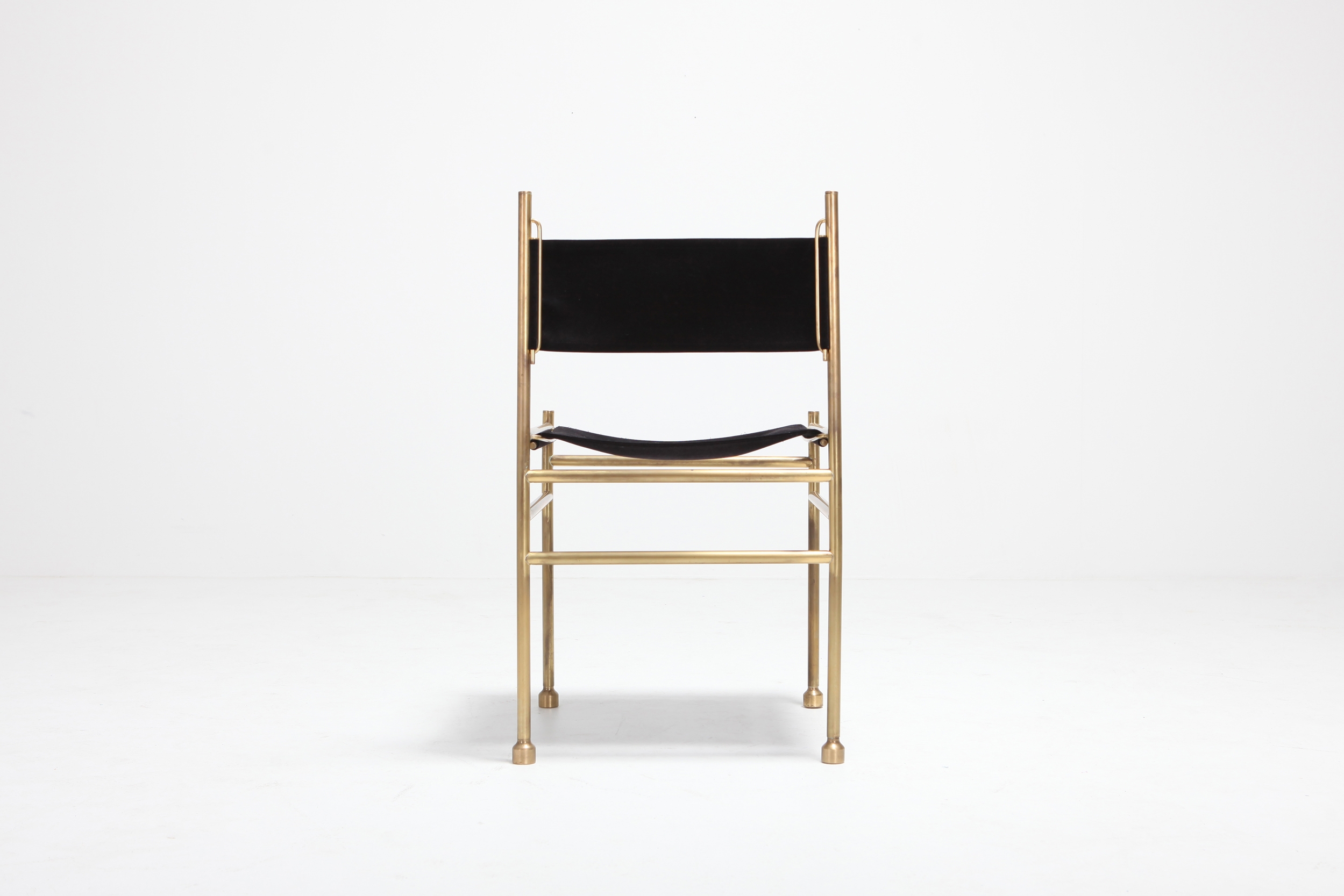Brass and Black Velvet Dining Chairs by Luciano Frigerio - 1980s
