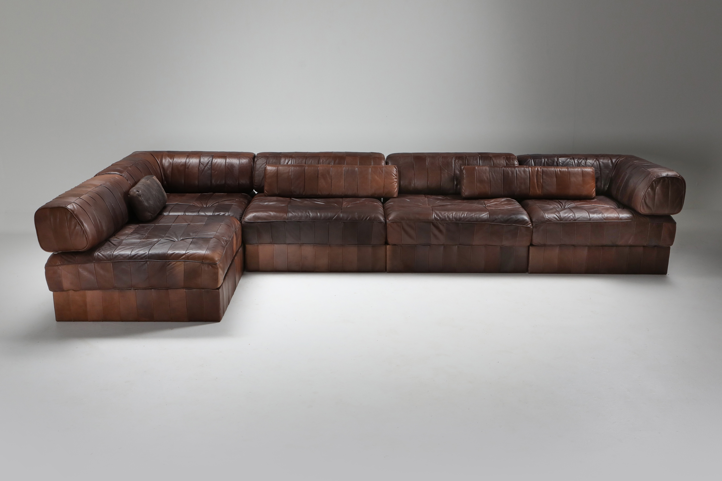 Sectional Modular Sofa in Leather Patchwork by De Sede Switzerland - 1970's