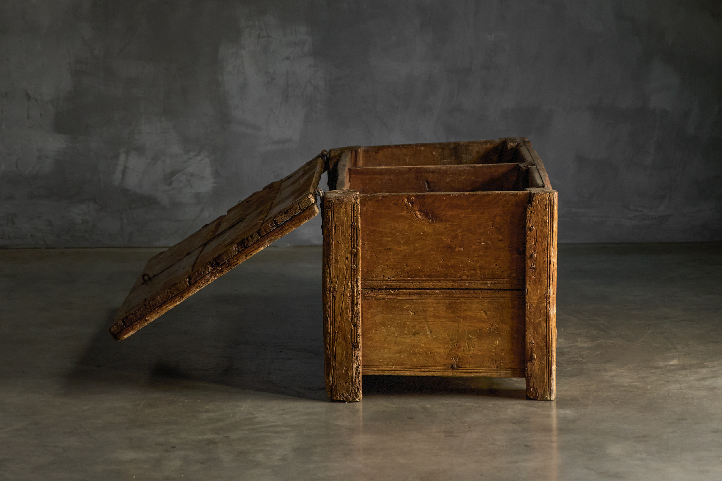 Decorative Folk Art Wooden Chest, France - 19th Century