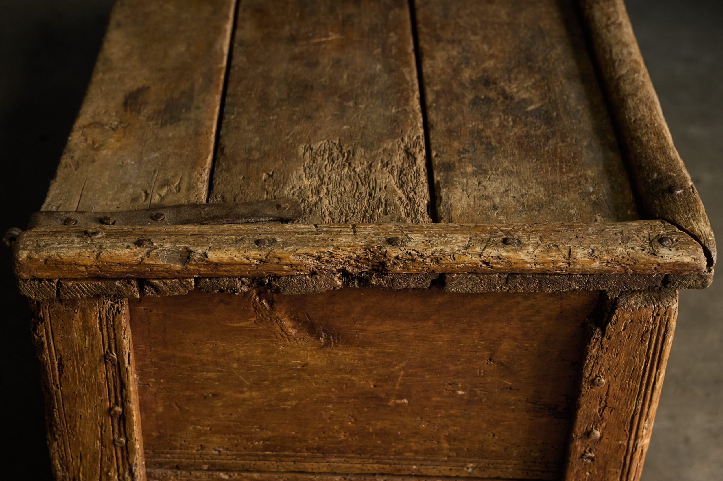Decorative Folk Art Wooden Chest, France - 19th Century