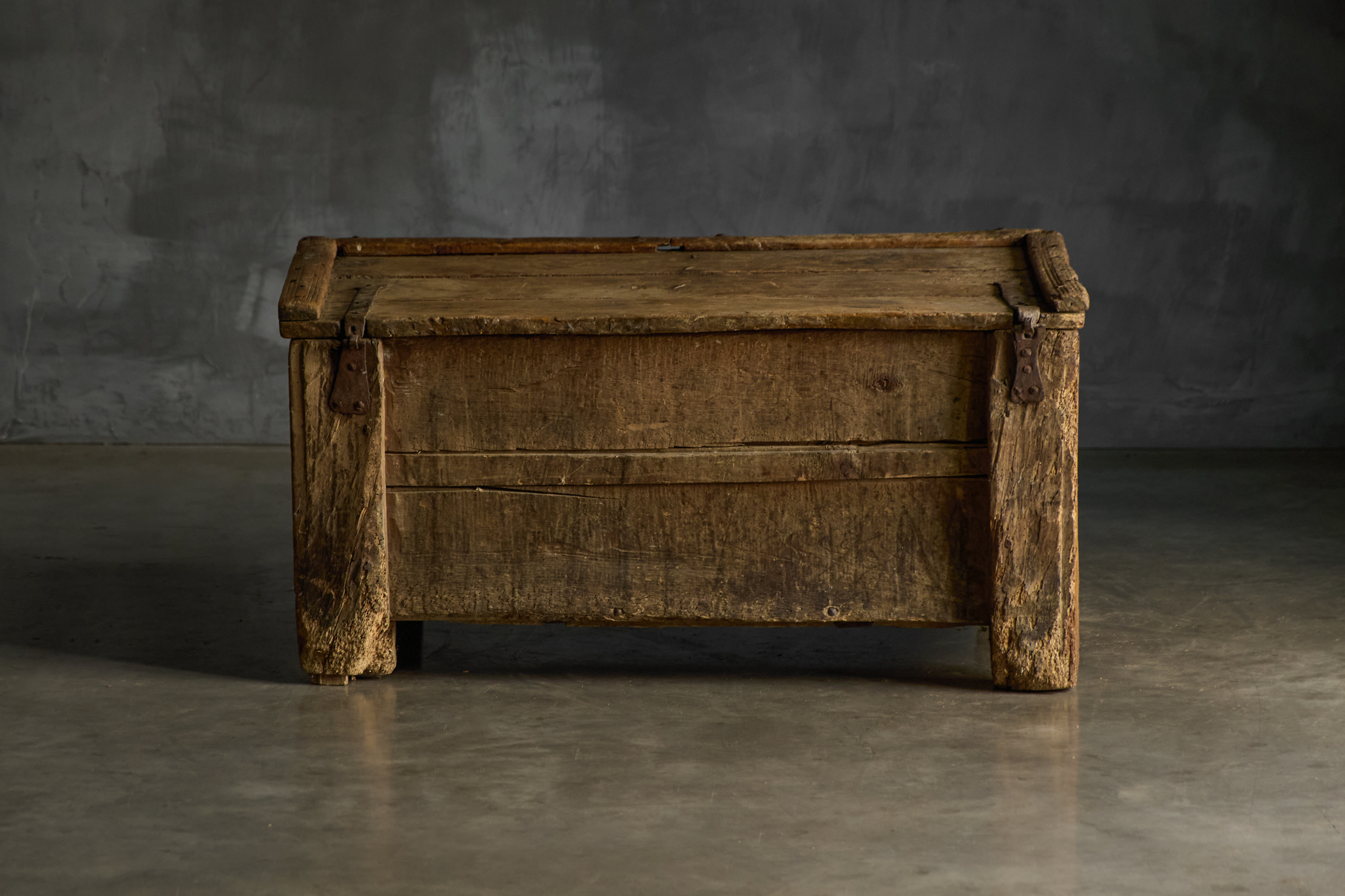 Decorative Folk Art Wooden Chest, France - 19th Century