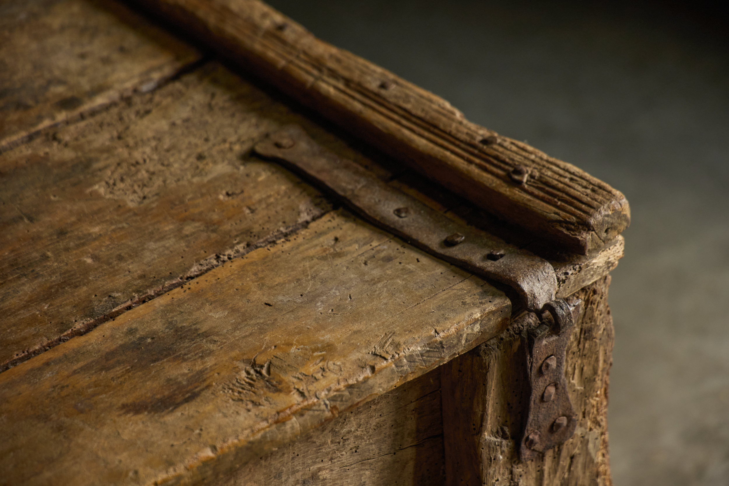 Decorative Folk Art Wooden Chest, France - 19th Century
