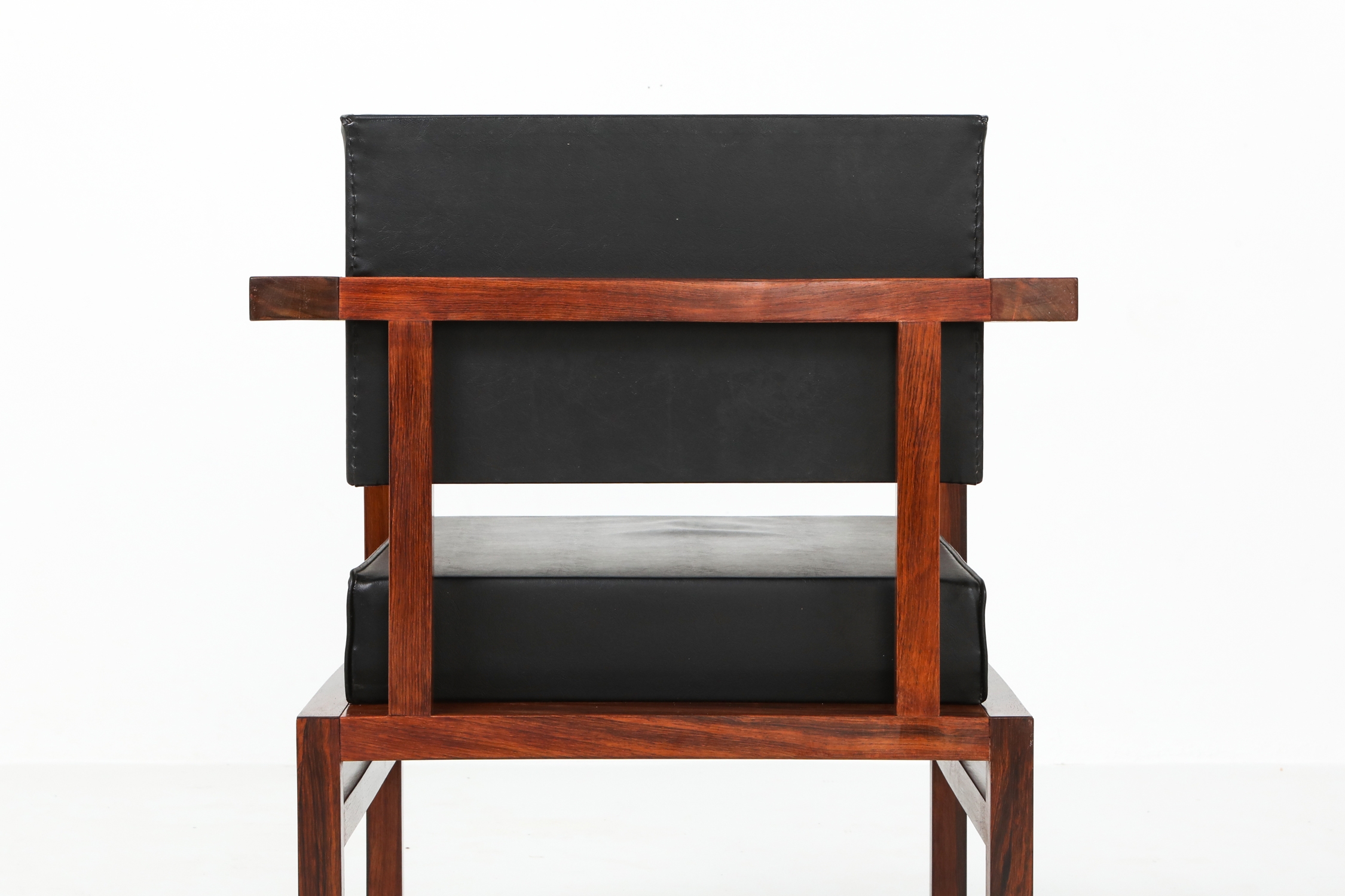 Wim Den Boon Executive Chairs in Black Leather and Rosewood - 1950s
