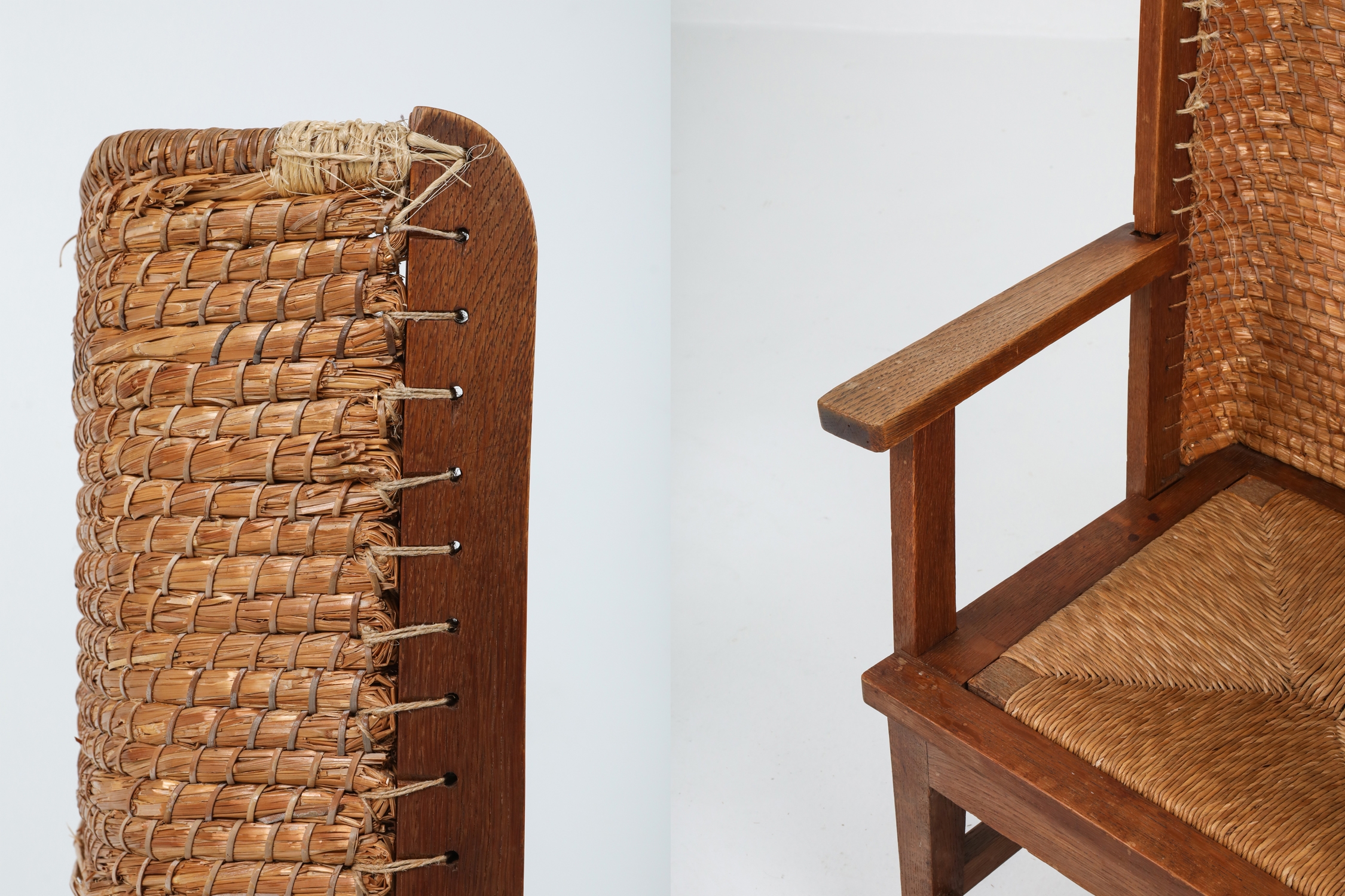 Oak Framed Orkney Chair with Cord - 1940s