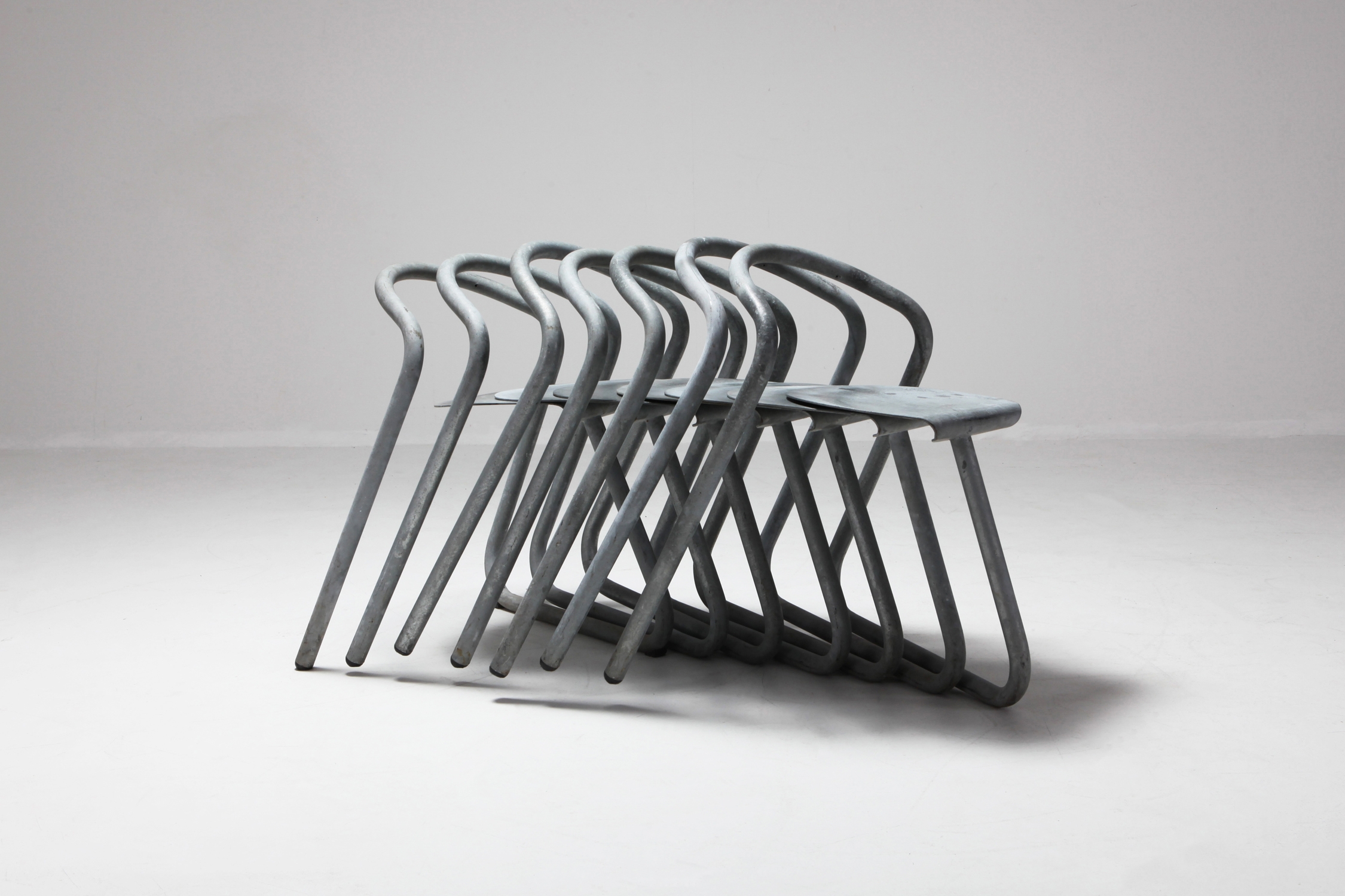 Danish Stackable Chairs in Galvanized Steel by Erik Magnussen - 1989