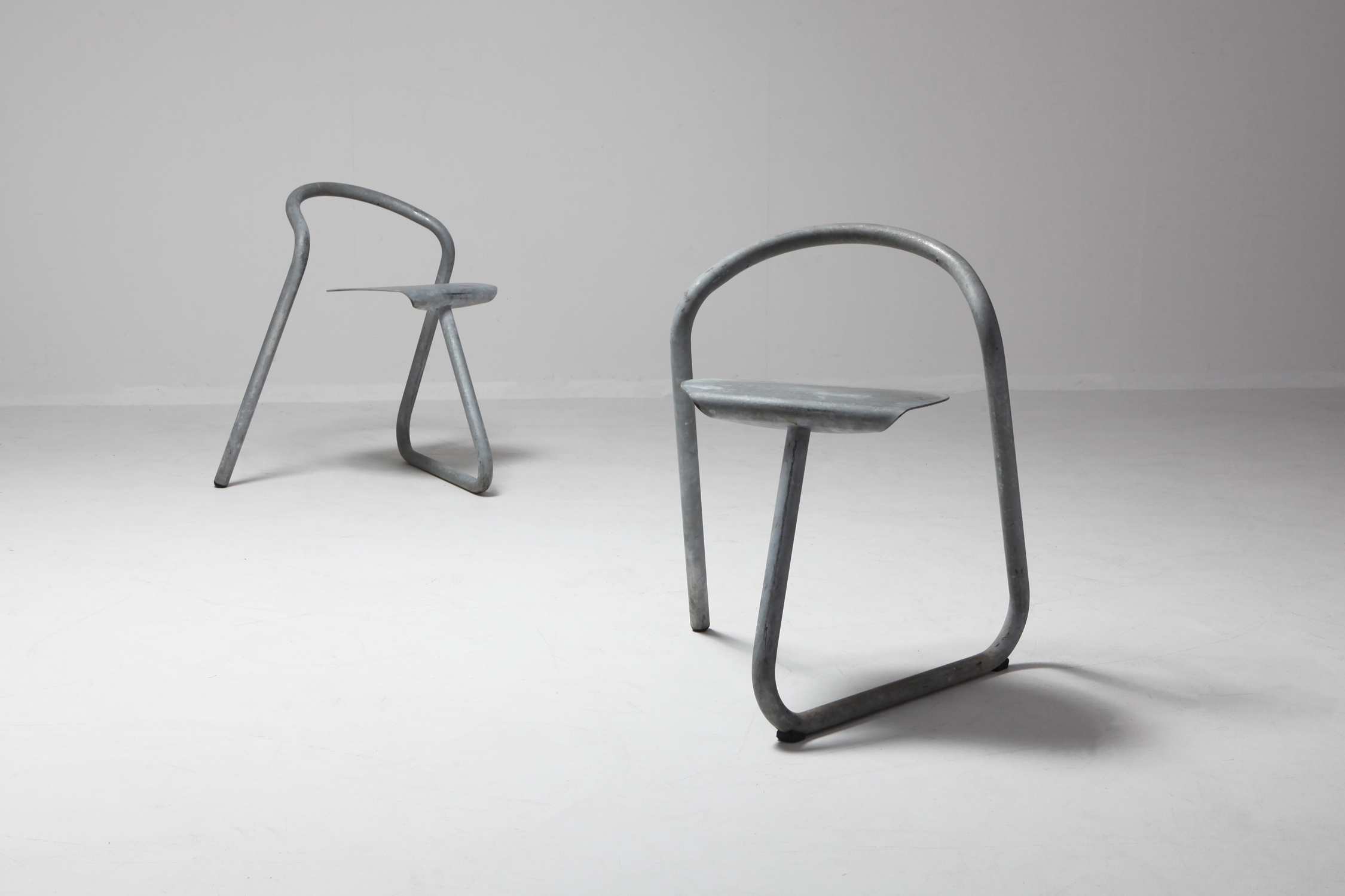 Danish Stackable Chairs in Galvanized Steel by Erik Magnussen - 1989