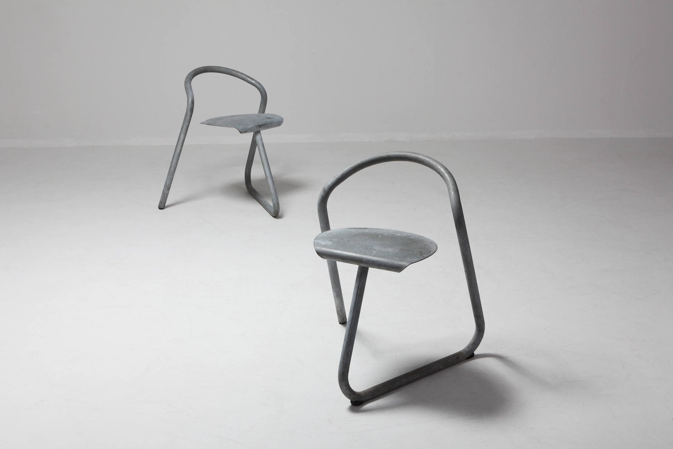 Danish Stackable Chairs in Galvanized Steel by Erik Magnussen - 1989