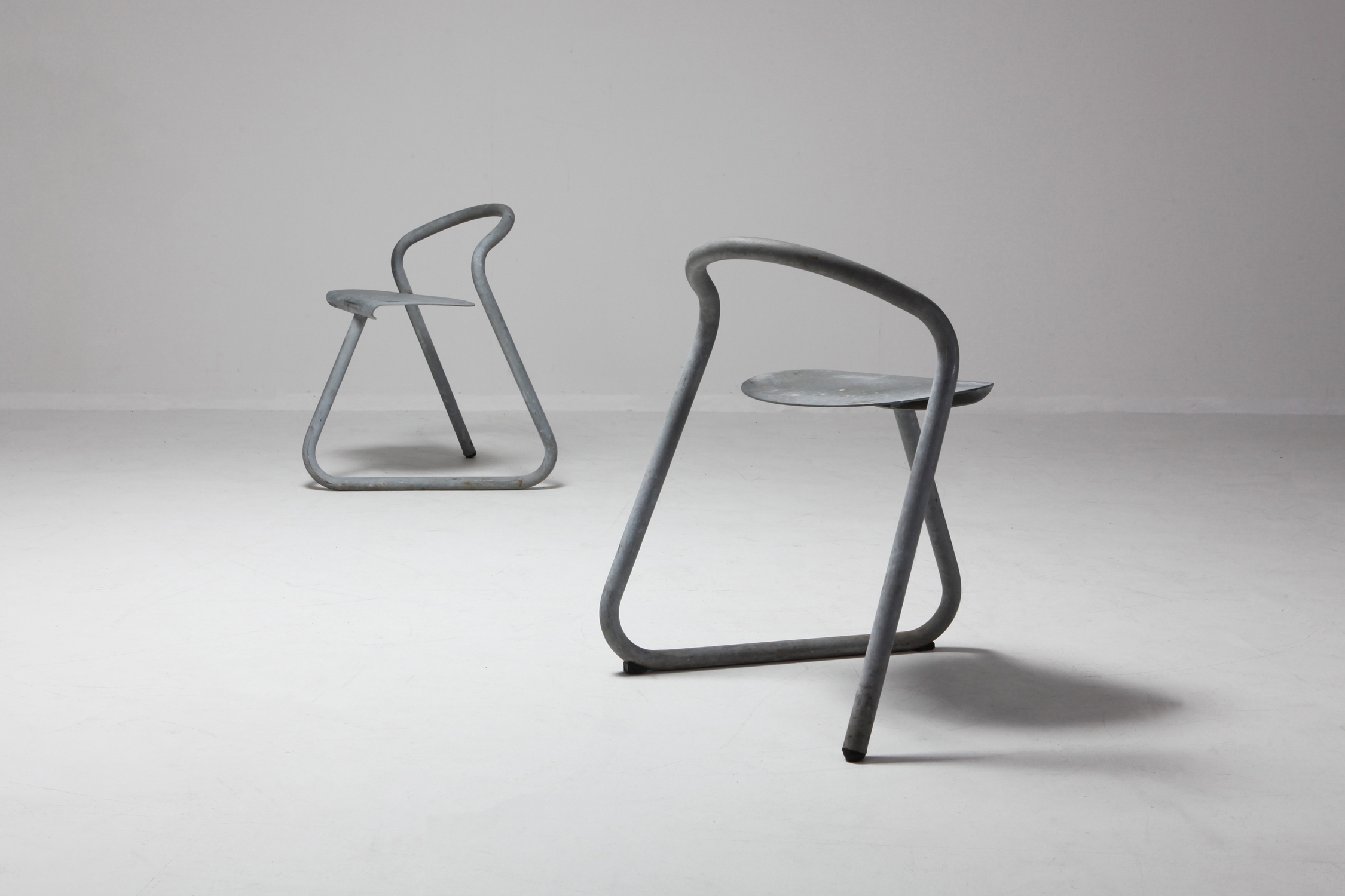Danish Stackable Chairs in Galvanized Steel by Erik Magnussen - 1989