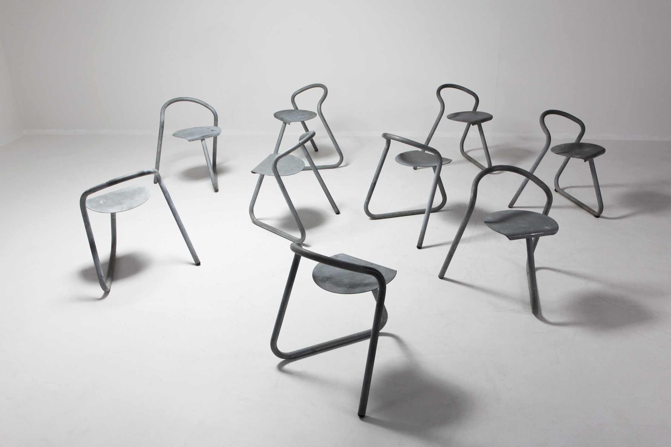 Danish Stackable Chairs in Galvanized Steel by Erik Magnussen - 1989