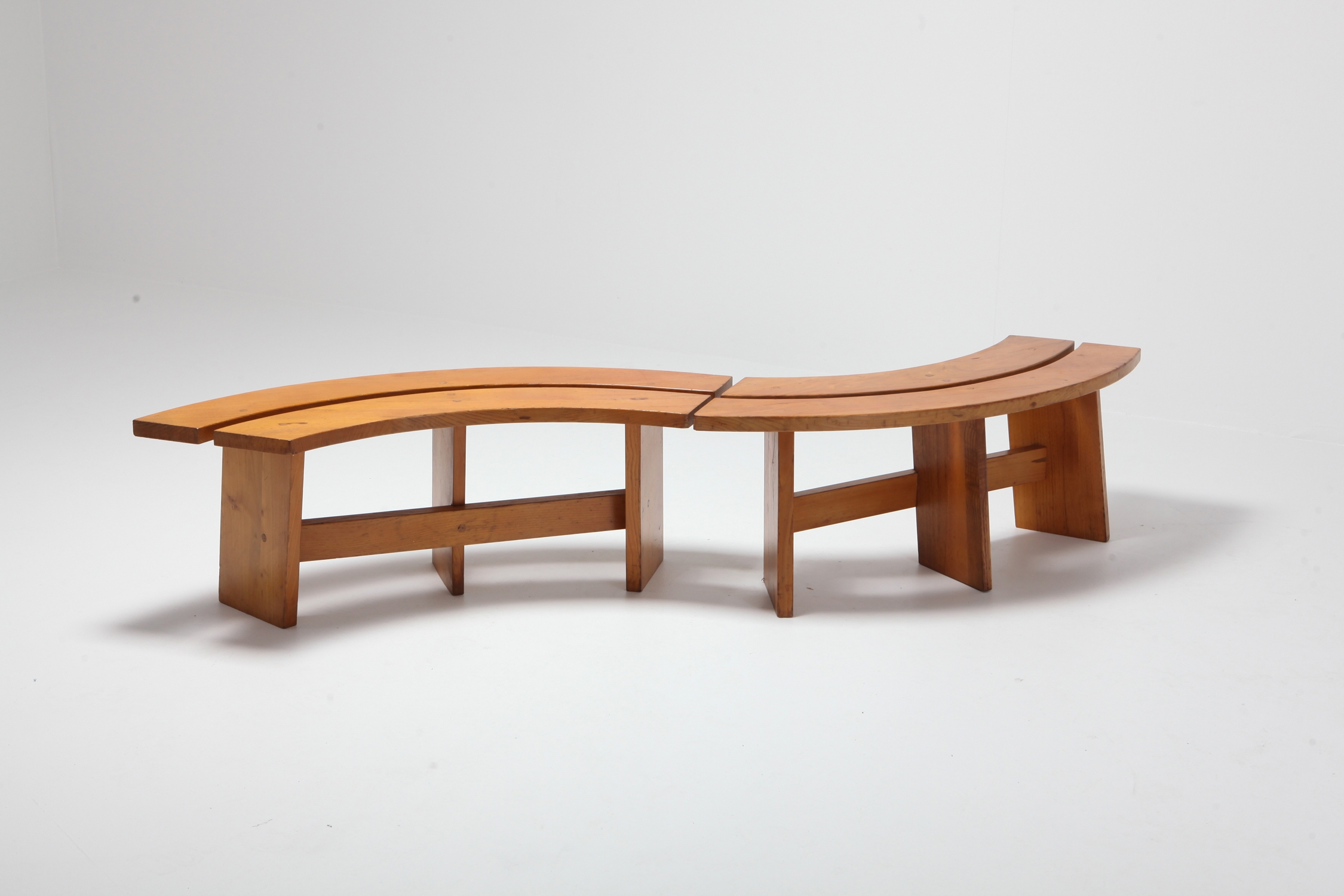 Pierre Chapo Curved Benches in Elmwood - 1960s