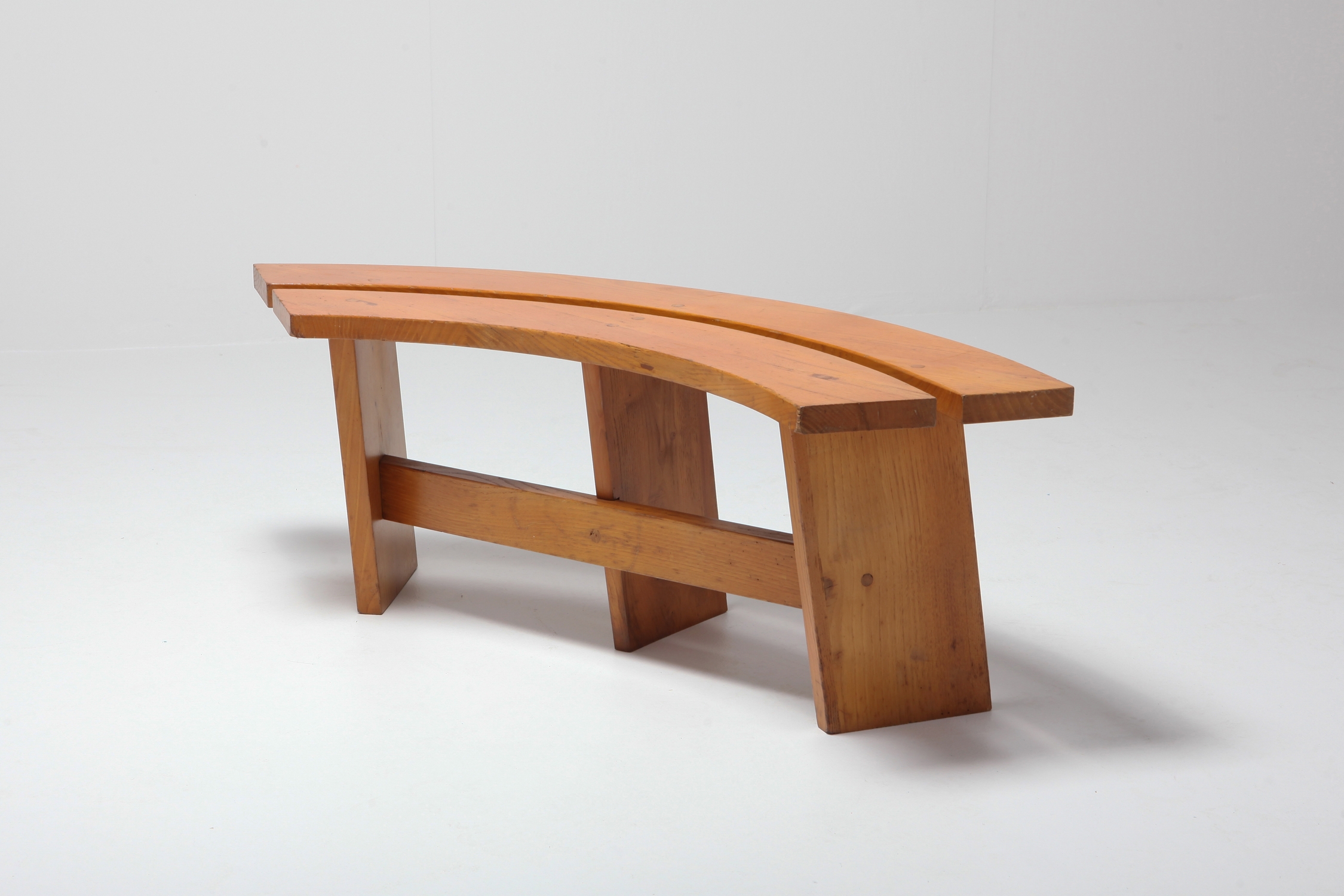 Pierre Chapo Curved Benches in Elmwood - 1960s