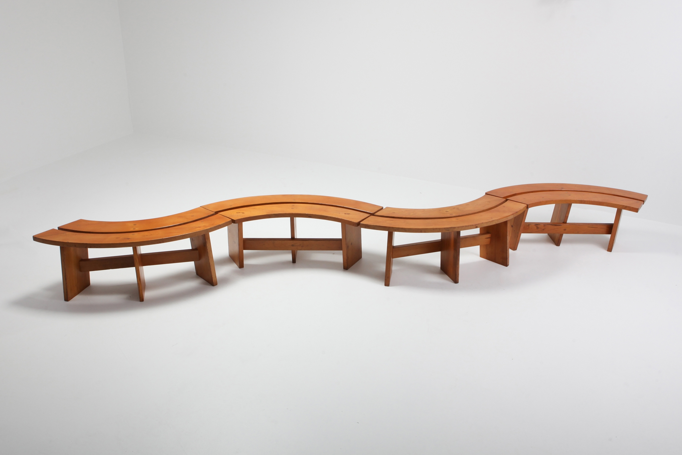 Pierre Chapo Curved Benches in Elmwood - 1960s