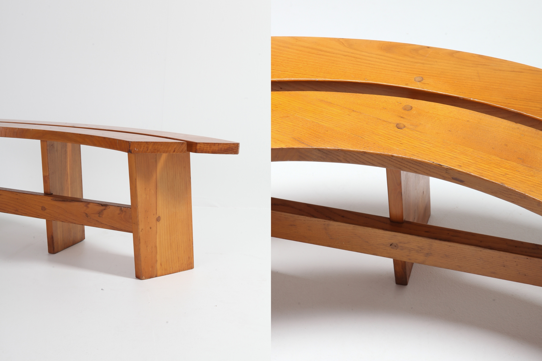 Pierre Chapo Curved Benches in Elmwood - 1960s