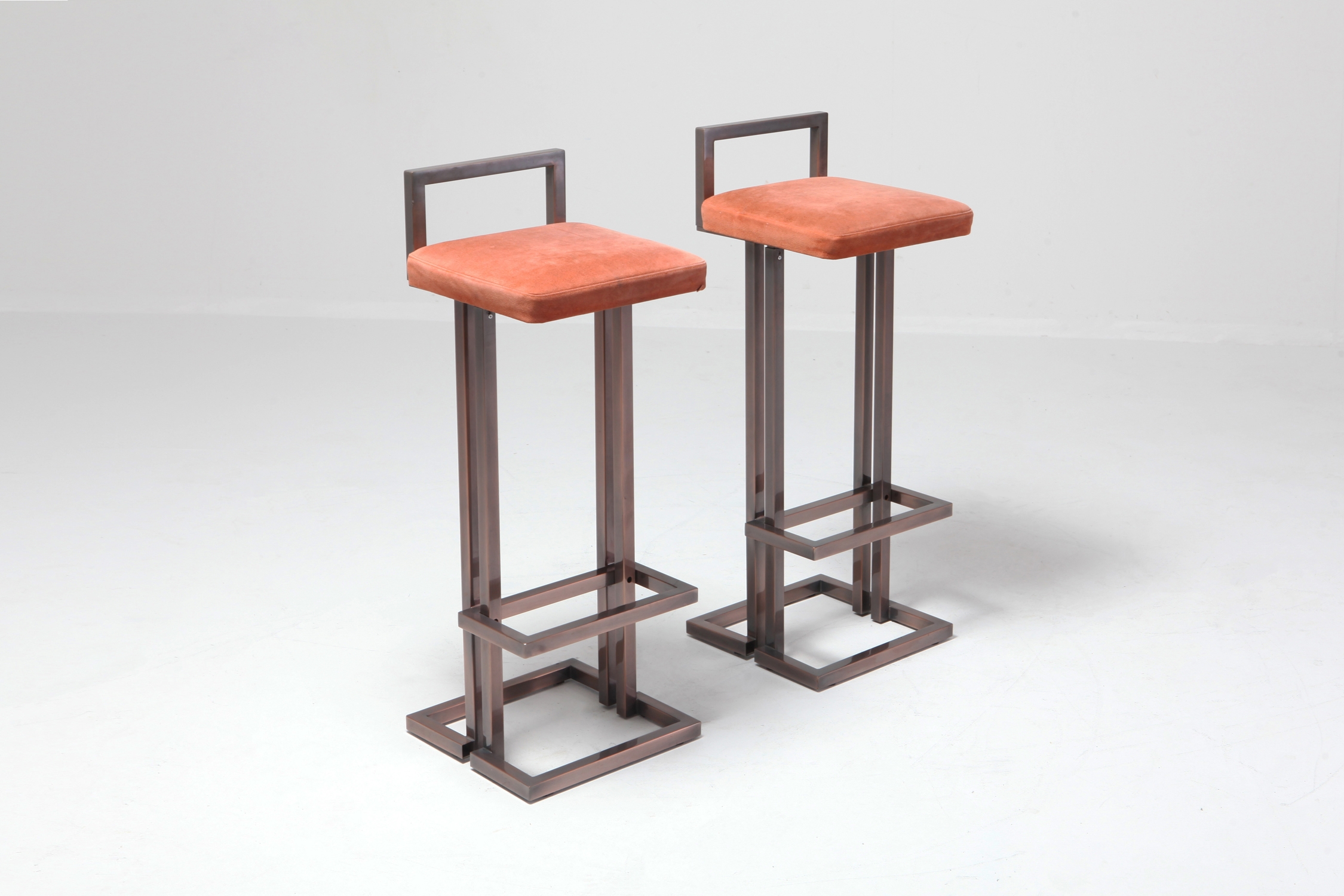 Maison Jansen Rose Metal Stools - 1970s