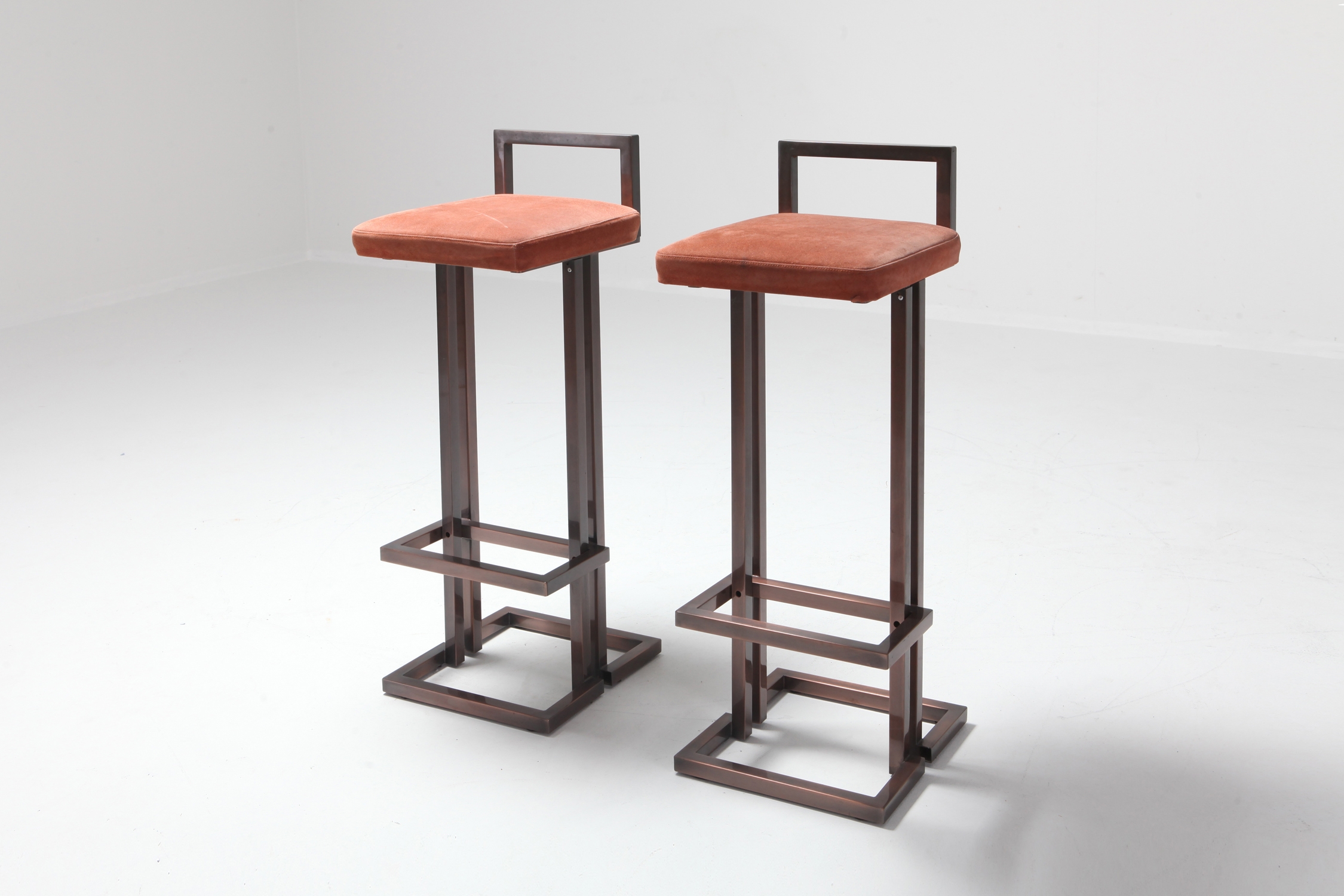 Maison Jansen Rose Metal Stools - 1970s