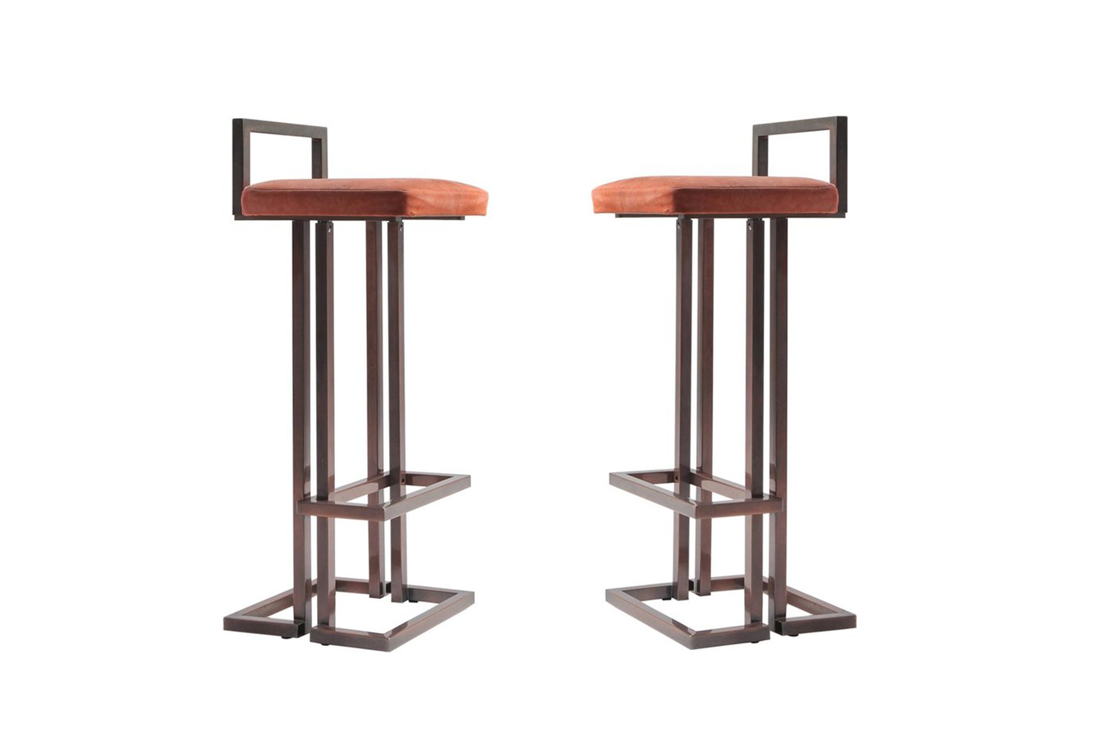 Maison Jansen Rose Metal Stools - 1970s