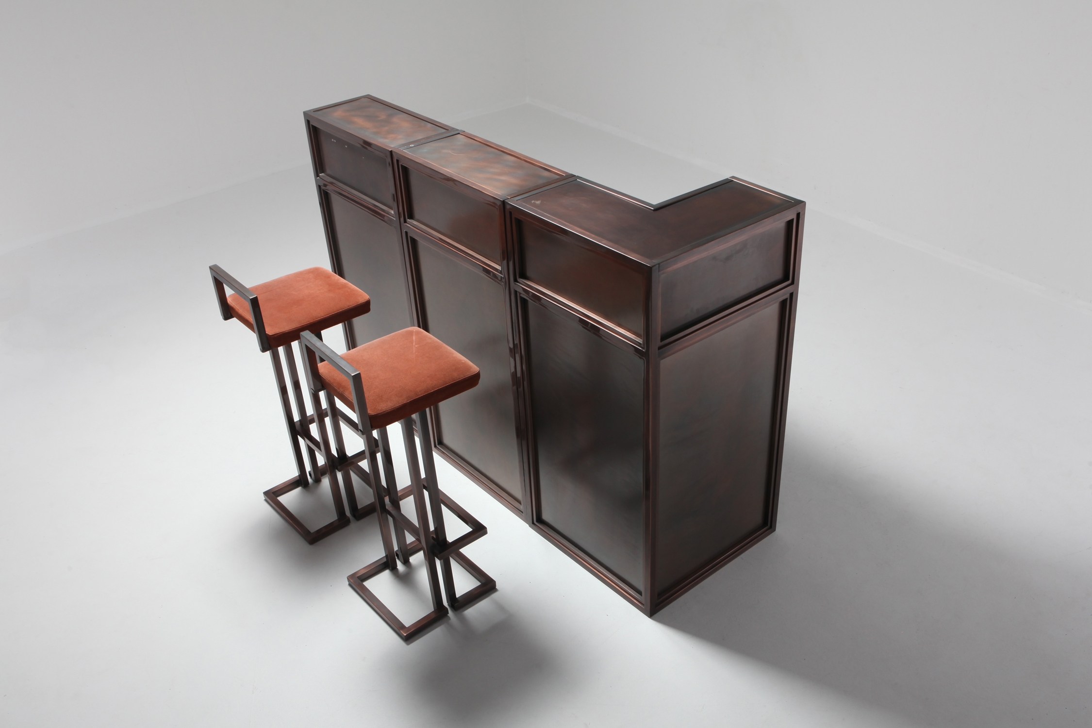 Maison Jansen Rose Metal Stools - 1970s