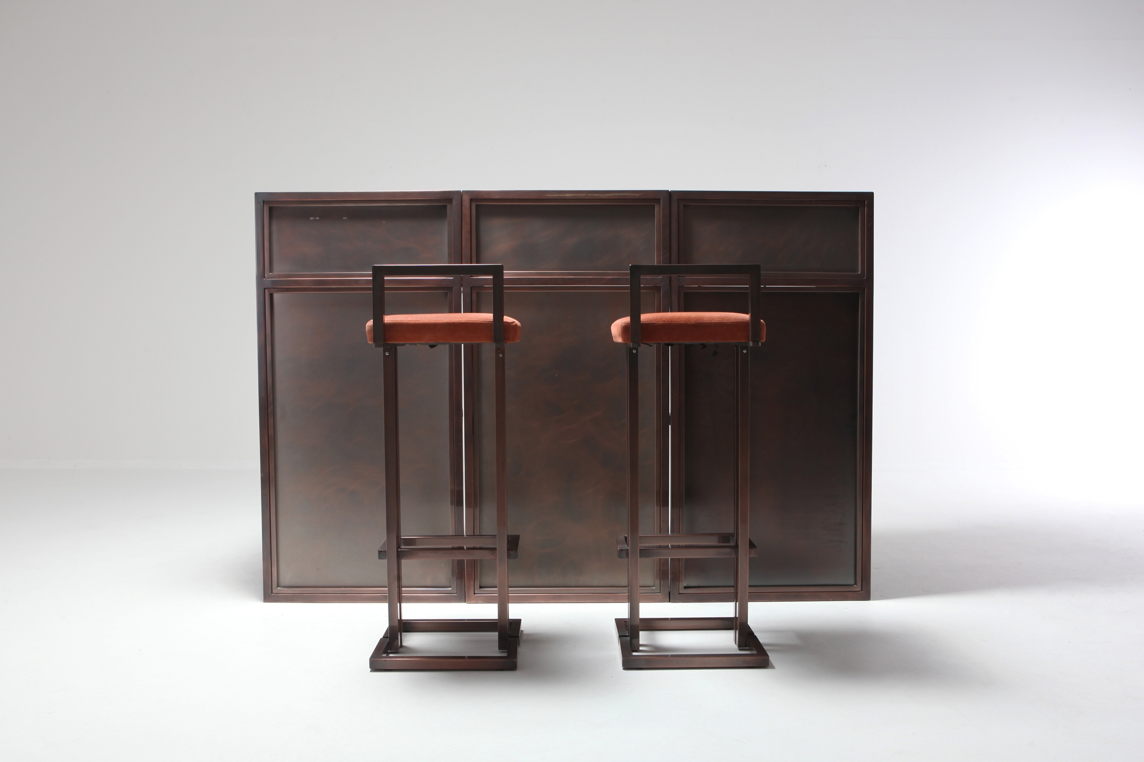 Maison Jansen Rose Metal Stools - 1970s