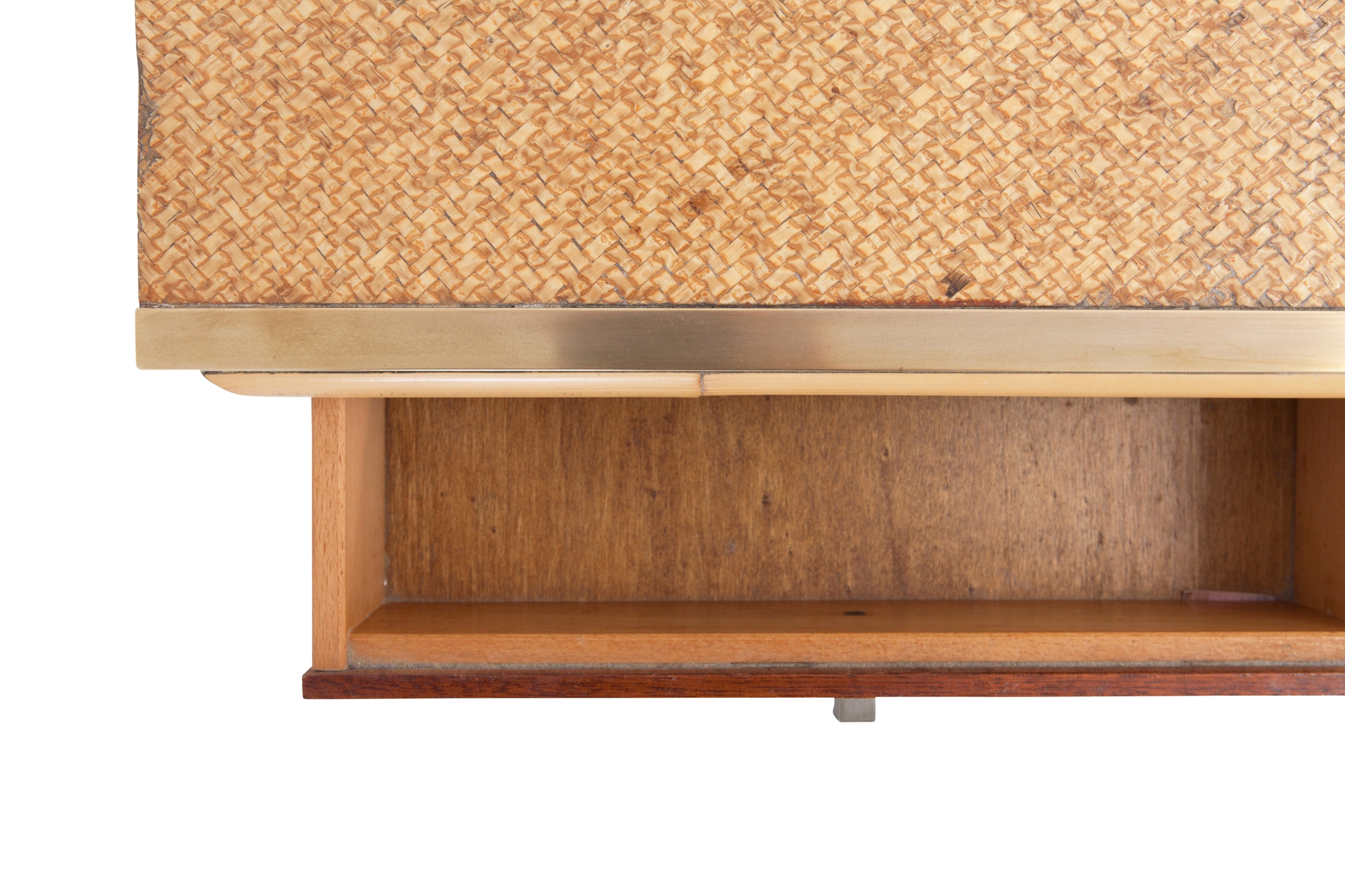 Brass and Wicker Vivai del Sud Pair of Night Stands or Side Tables - 1970s