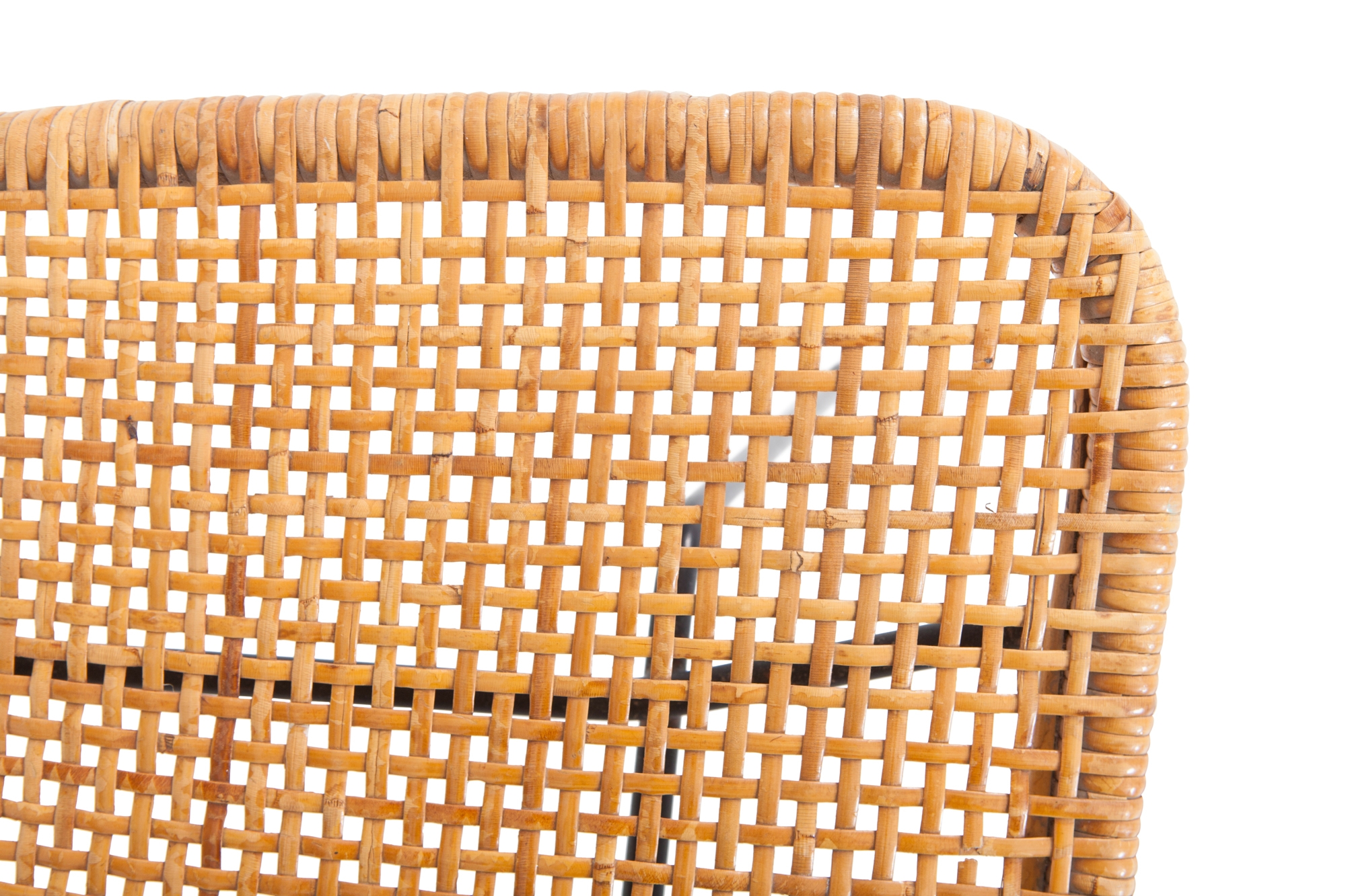 Cane & Black Metal Tropical Dining Chairs - 1950s