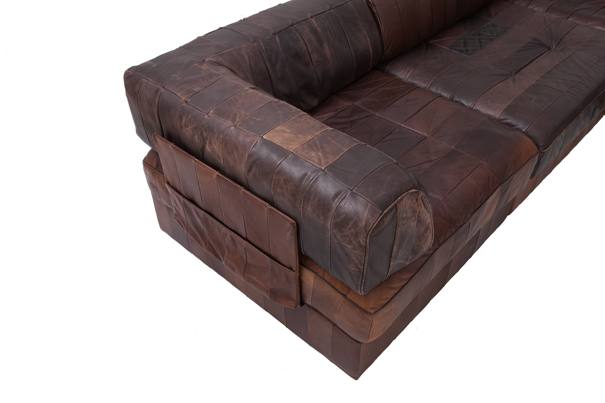 De Sede DS88 Modular Brown-Cognac Leather Patchwork Sofa    - 1970s