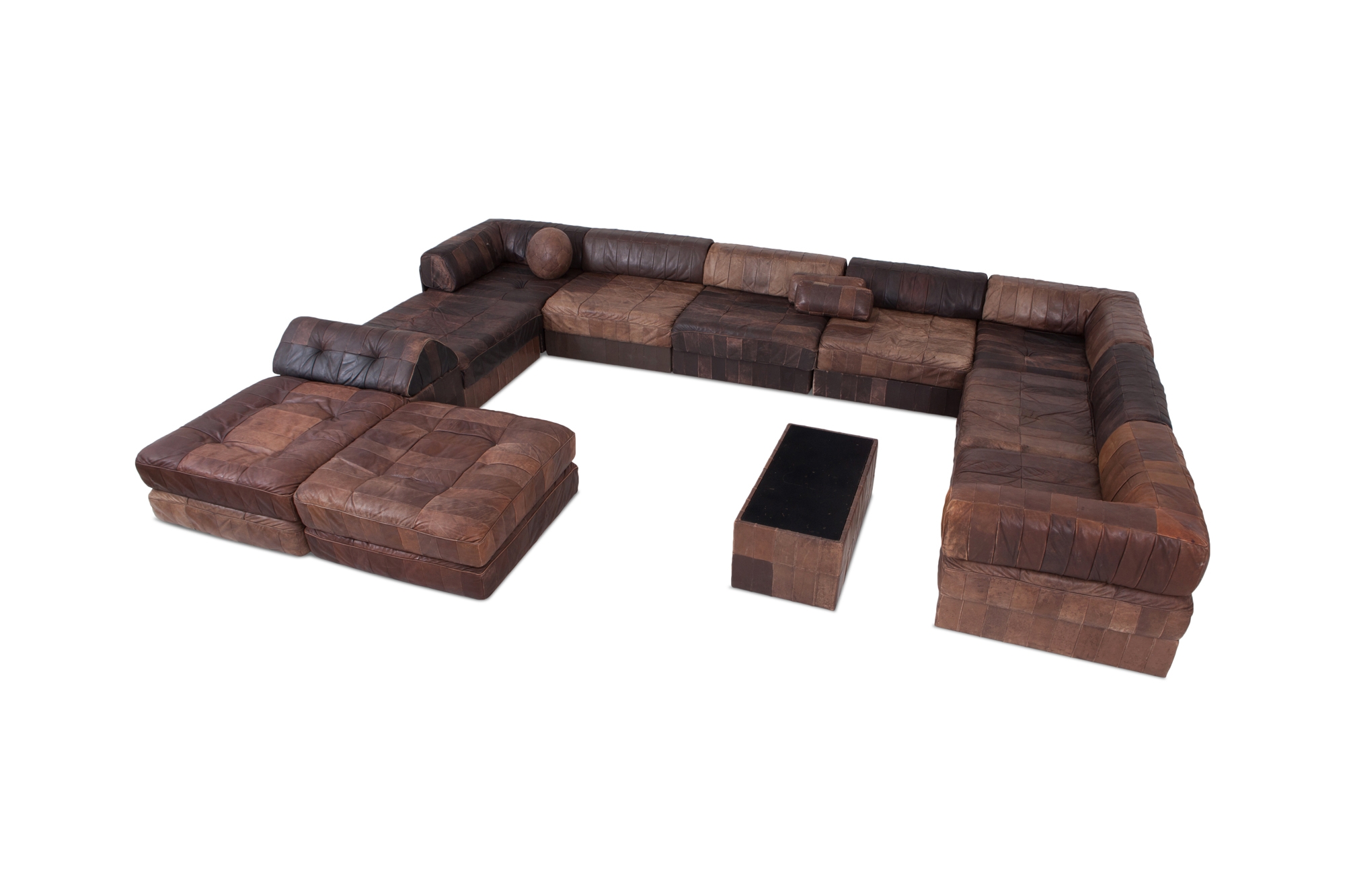 De Sede DS88 Modular Brown Leather Patchwork Sofa, Extra Large - 1970s