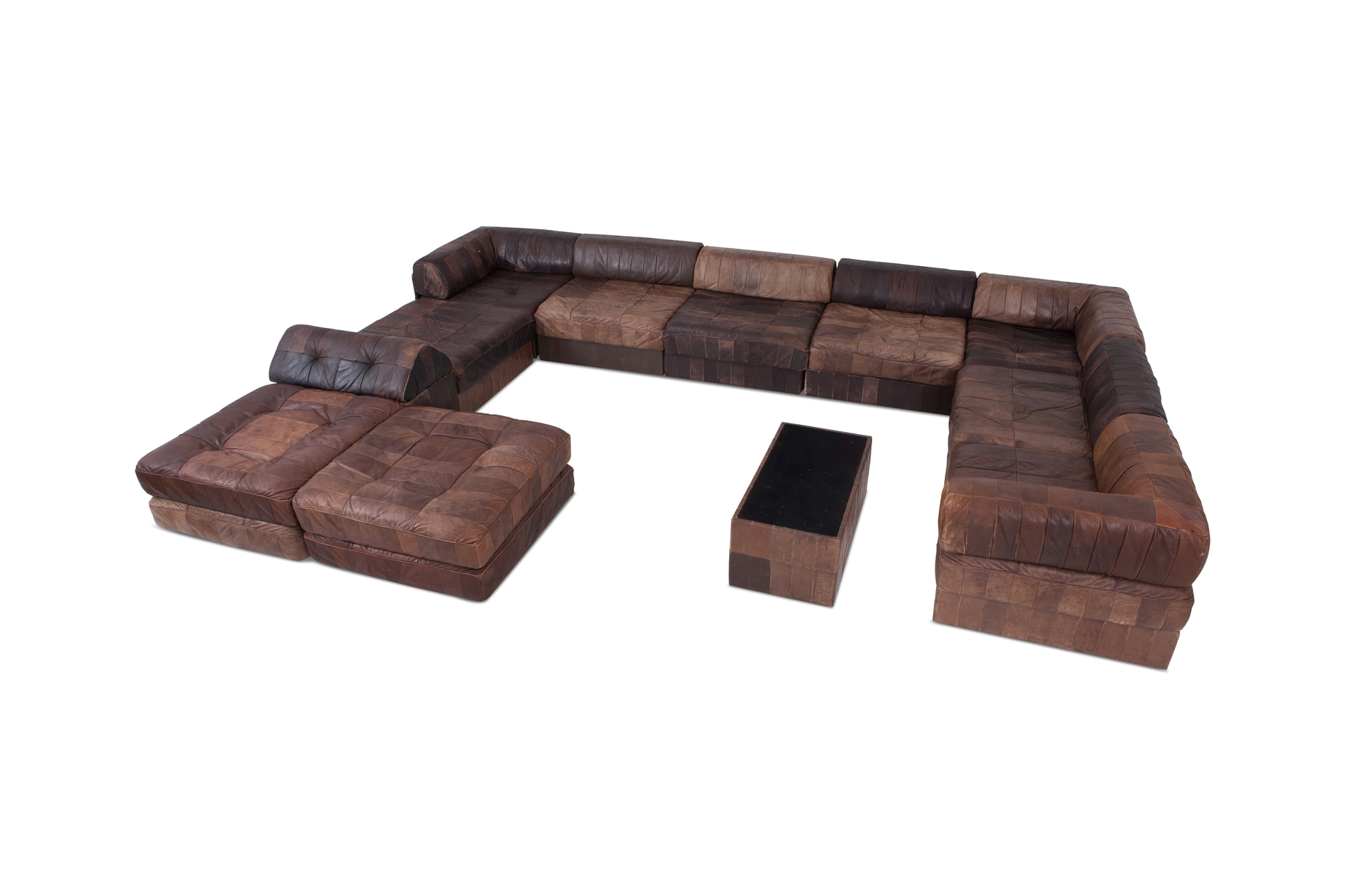 De Sede DS88 Modular Brown Leather Patchwork Sofa, Extra Large - 1970s