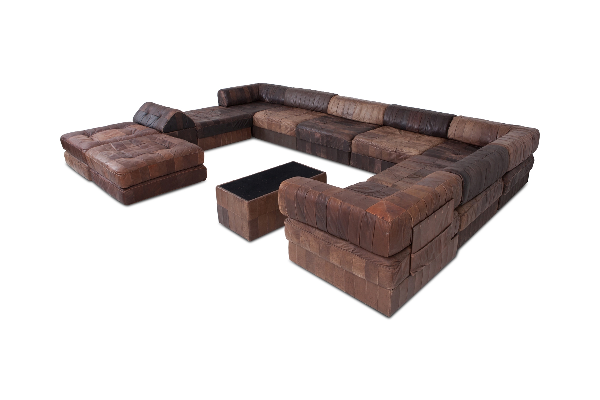 De Sede DS88 Modular Brown Leather Patchwork Sofa, Extra Large - 1970s