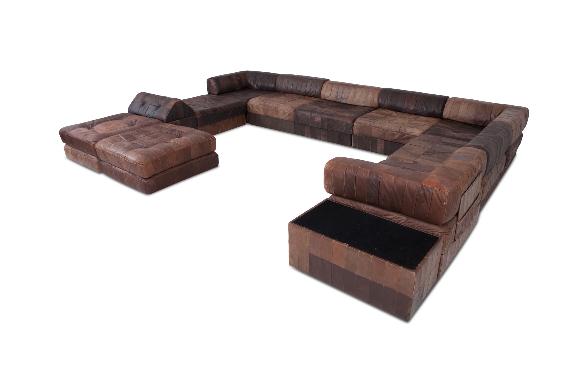 De Sede DS88 Modular Brown Leather Patchwork Sofa, Extra Large - 1970s