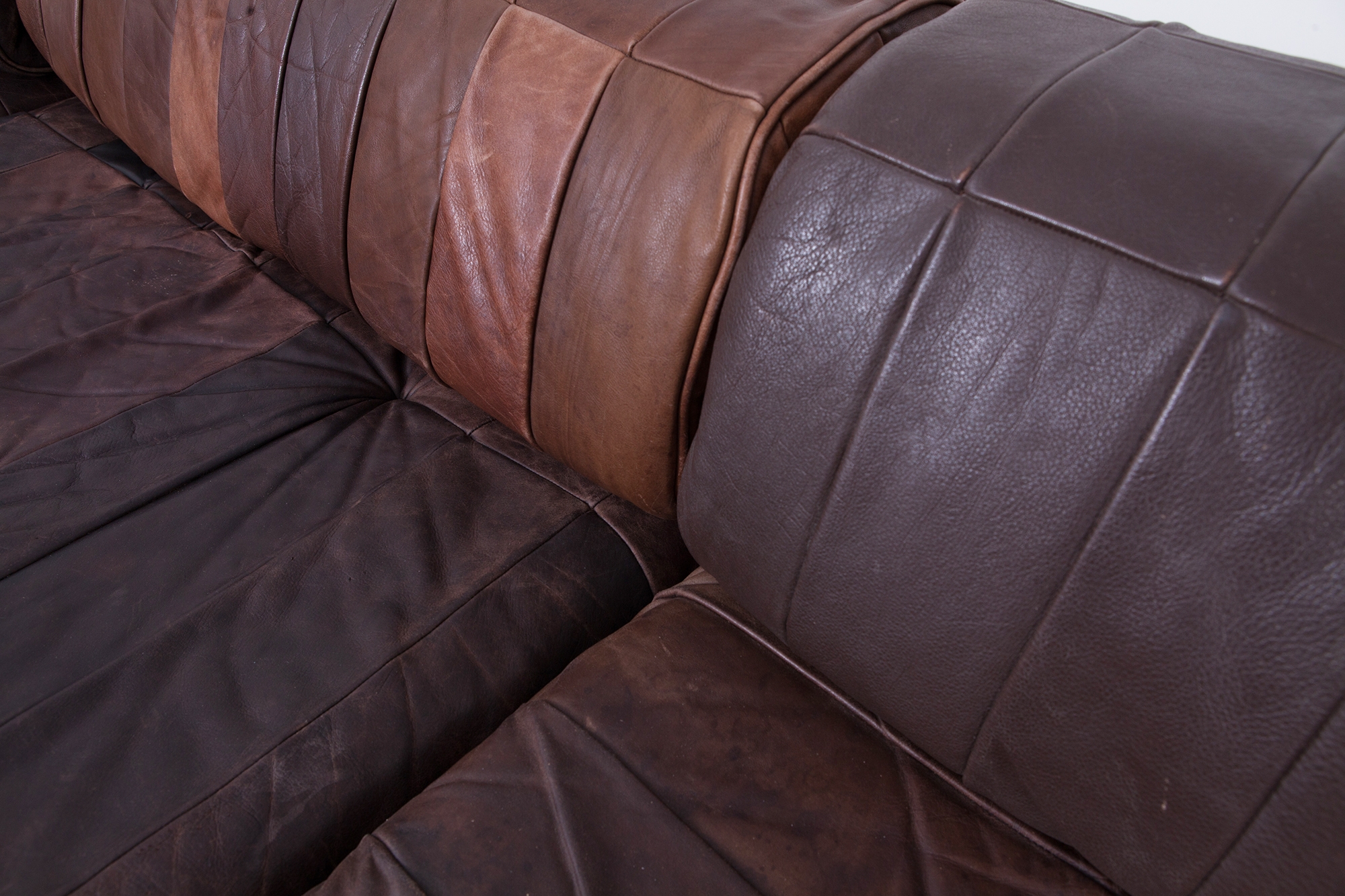 De Sede DS88 Modular Brown Leather Patchwork Sofa, Extra Large - 1970s