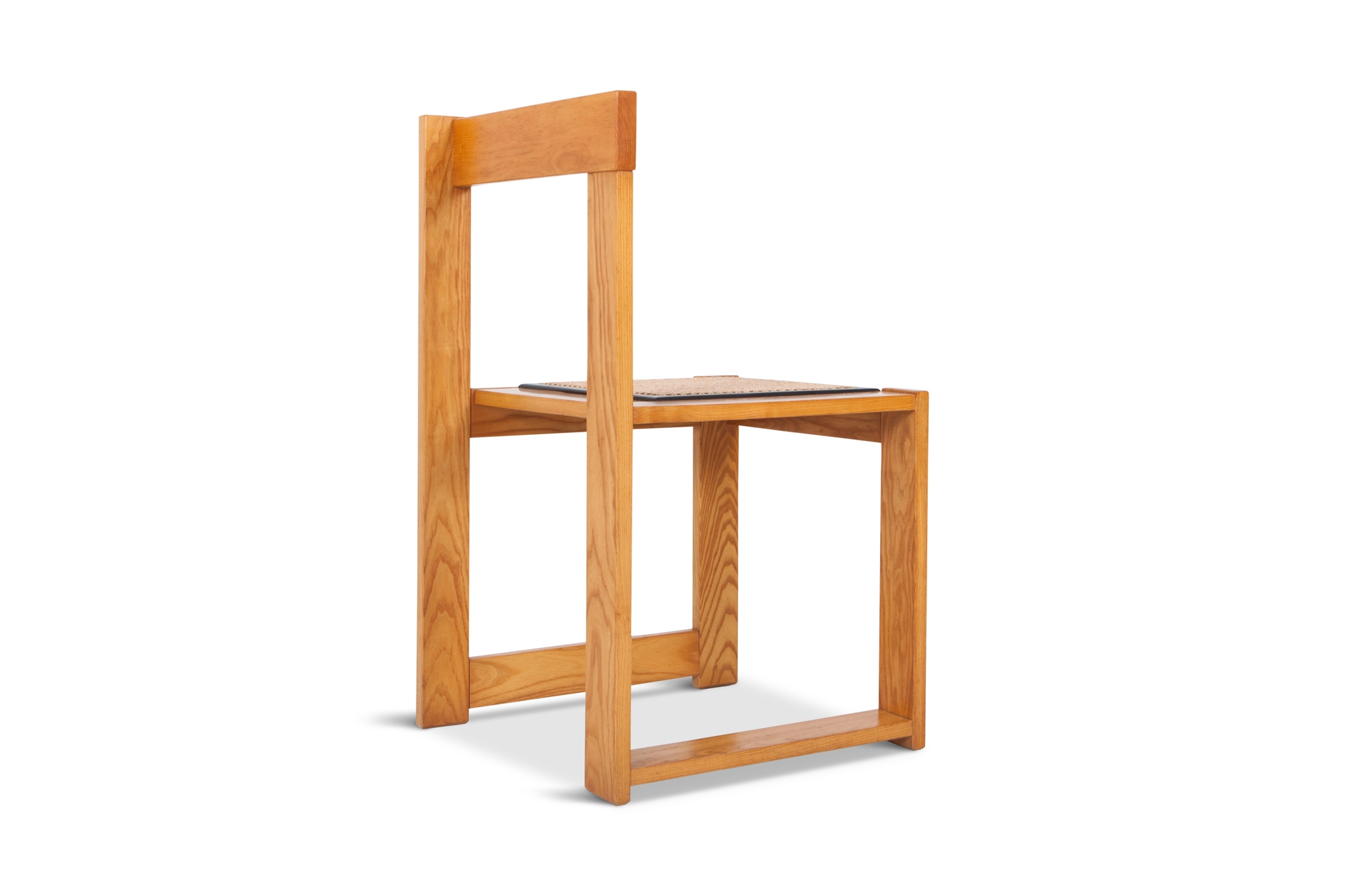 Architectural & Asymmetrical Dining Chairs In Pine & Wicker - 1970s