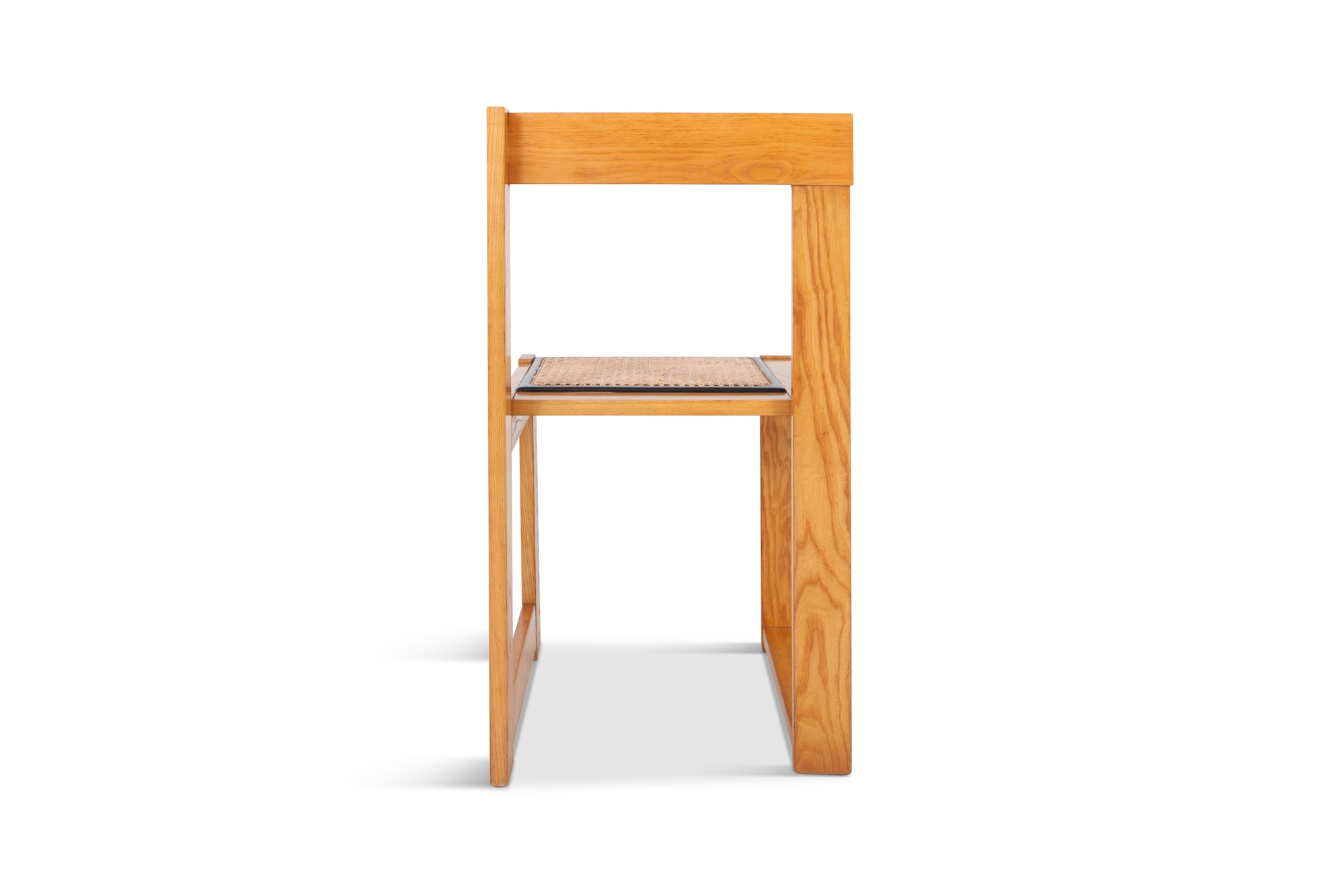 Architectural & Asymmetrical Dining Chairs In Pine & Wicker - 1970s
