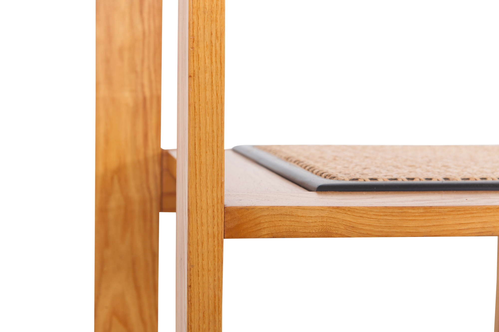 Architectural & Asymmetrical Dining Chairs In Pine & Wicker - 1970s