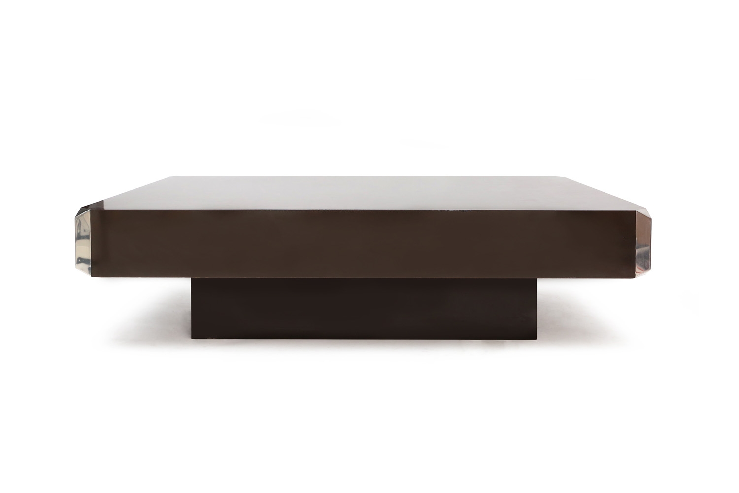 Brown Formica And Chrome Coffee Table, Willy Rizzo - 1970s