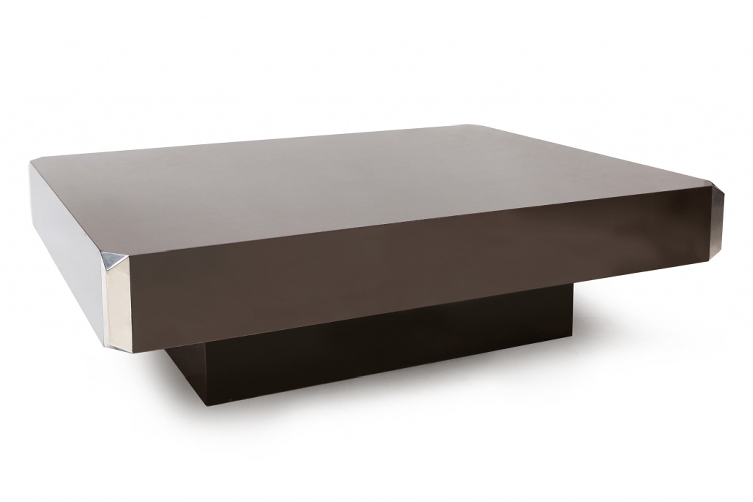 Brown Formica And Chrome Coffee Table, Willy Rizzo - 1970s
