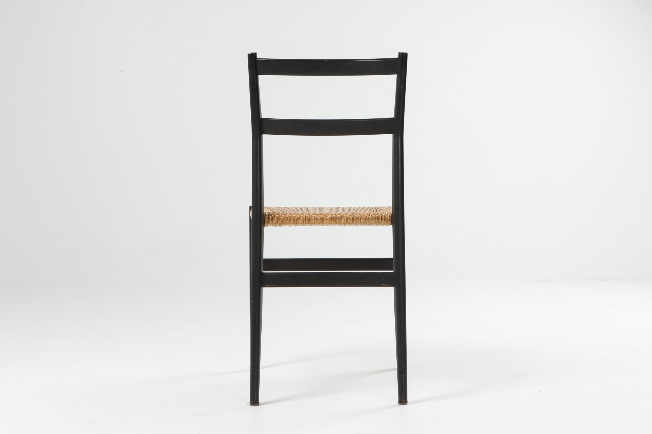Gio Ponti Leggera dining chairs black and cord - 1980's