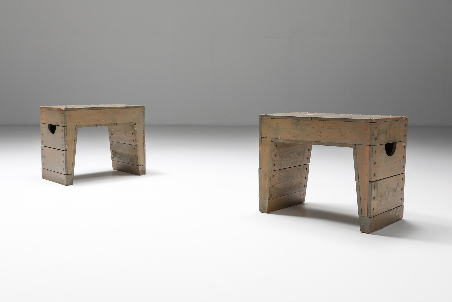 Set Of Dom Hans Van Der Laan Stools Bossche School - 1970s 
