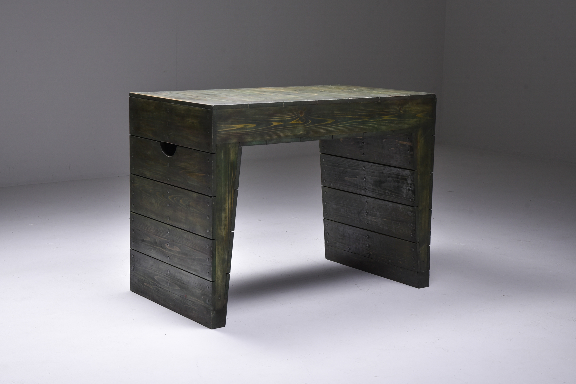 Olive Green Table Desk by Dom Hans van der Laan & Jan de Jong - 1970's