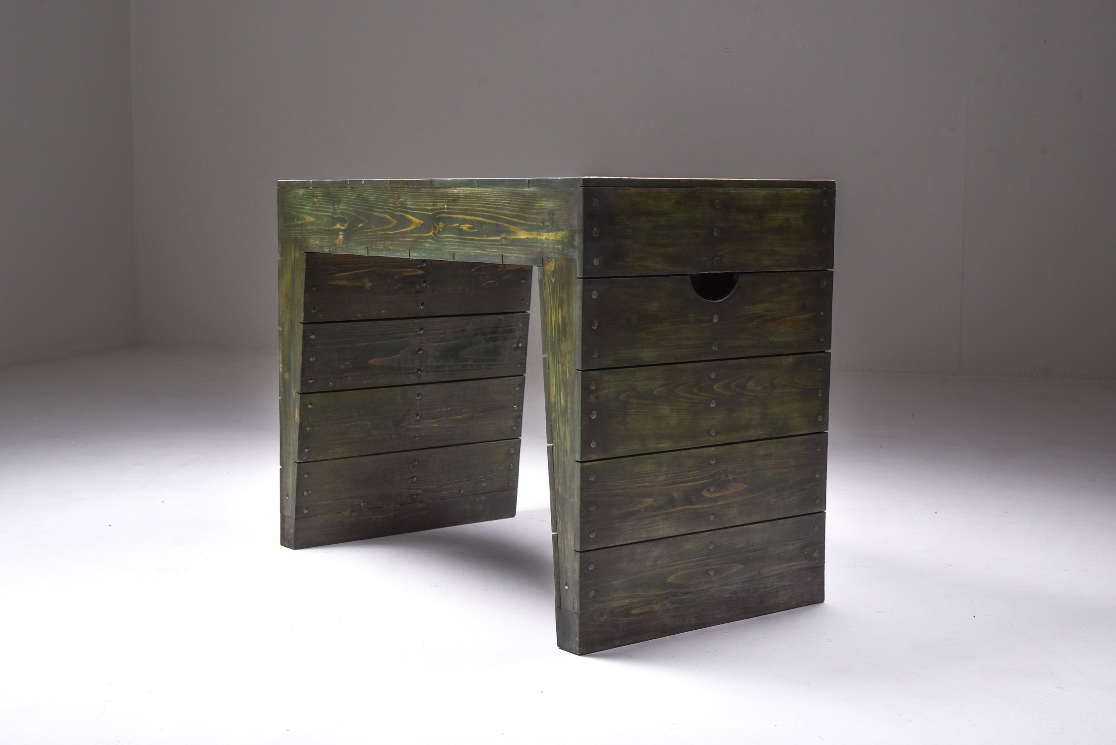 Olive Green Table Desk by Dom Hans van der Laan & Jan de Jong - 1970's