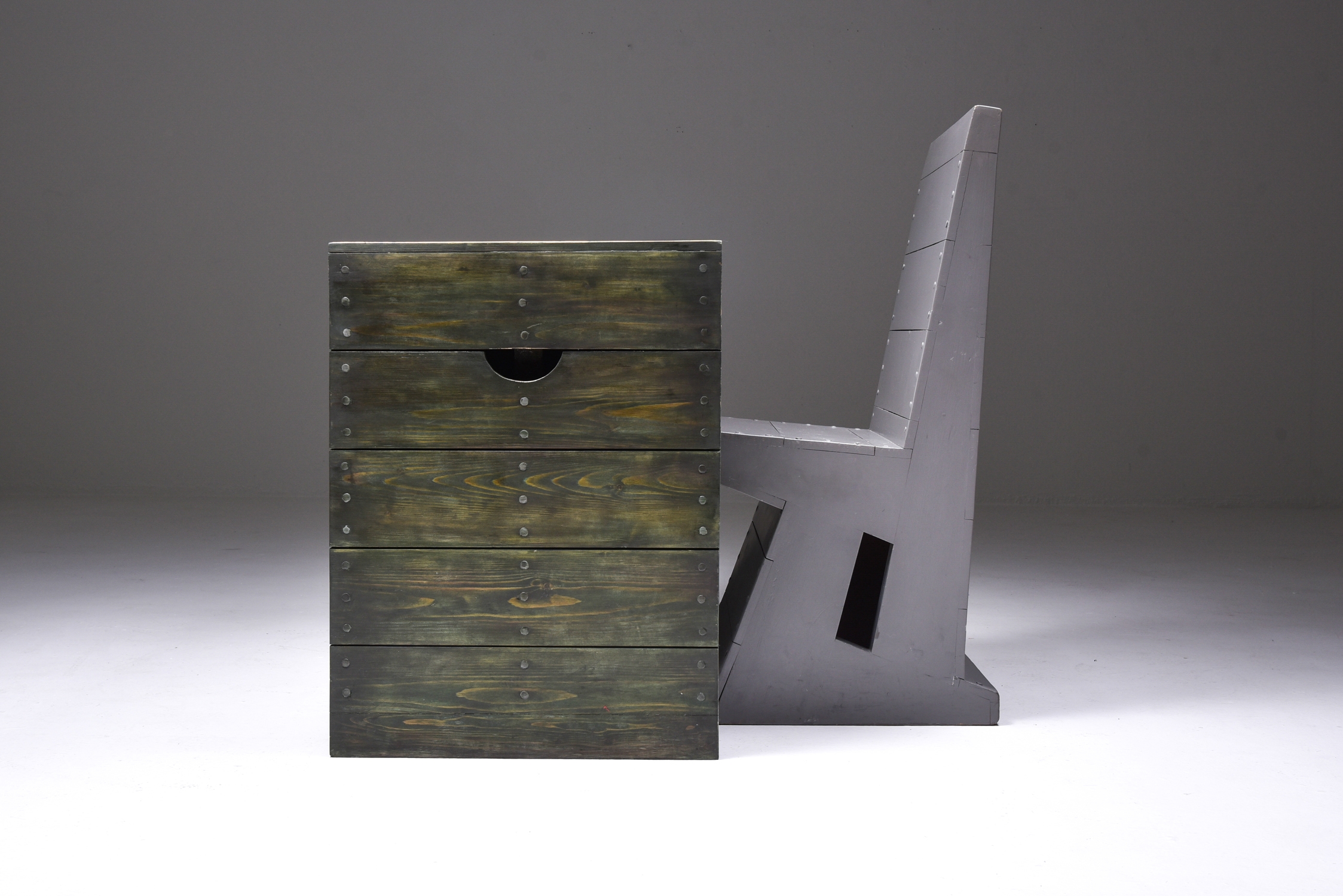 Olive Green Table Desk by Dom Hans van der Laan & Jan de Jong - 1970's