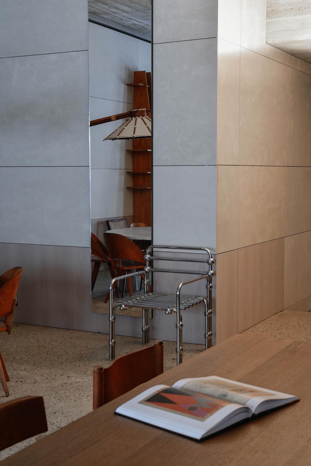 Postmodern Rietveld Style Chromed Metal Lounge Chair - 1980's