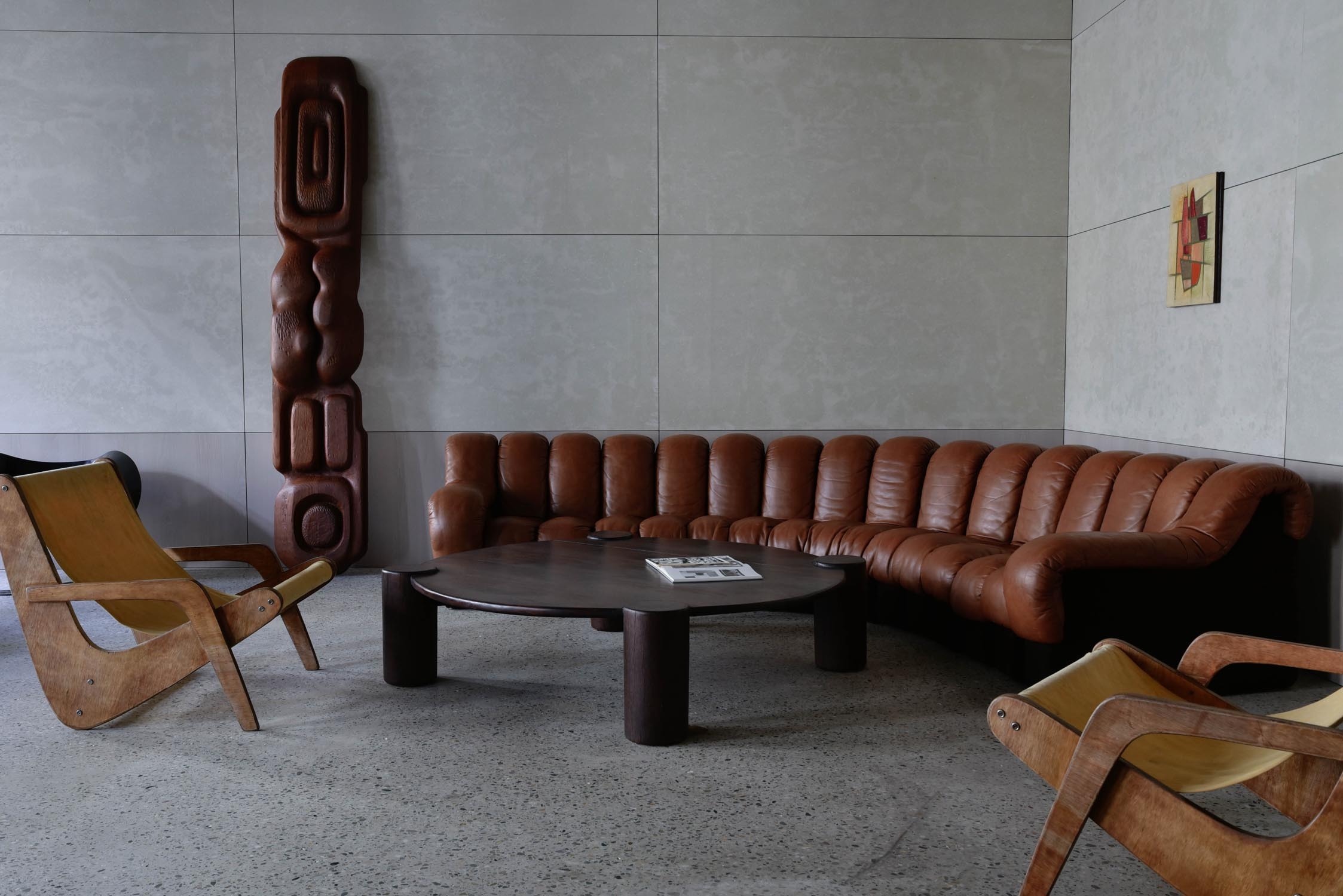 Brazilian modern large round coffee table - 1960s