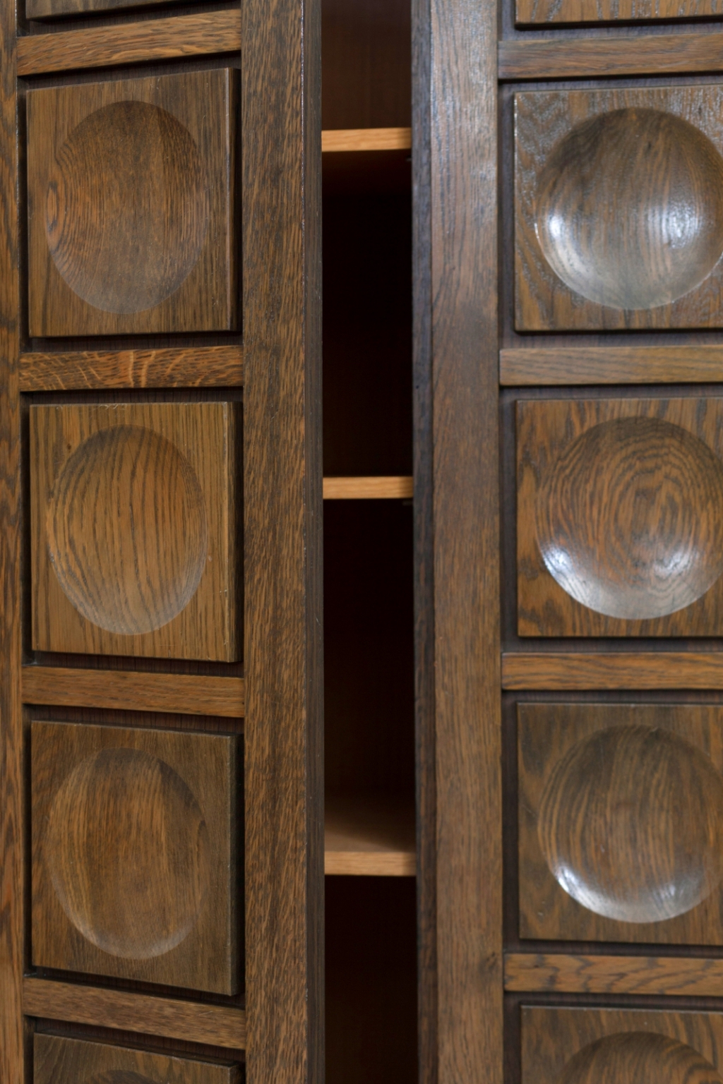 Brutalist Stained Oak Bar Cabinet - 1970s